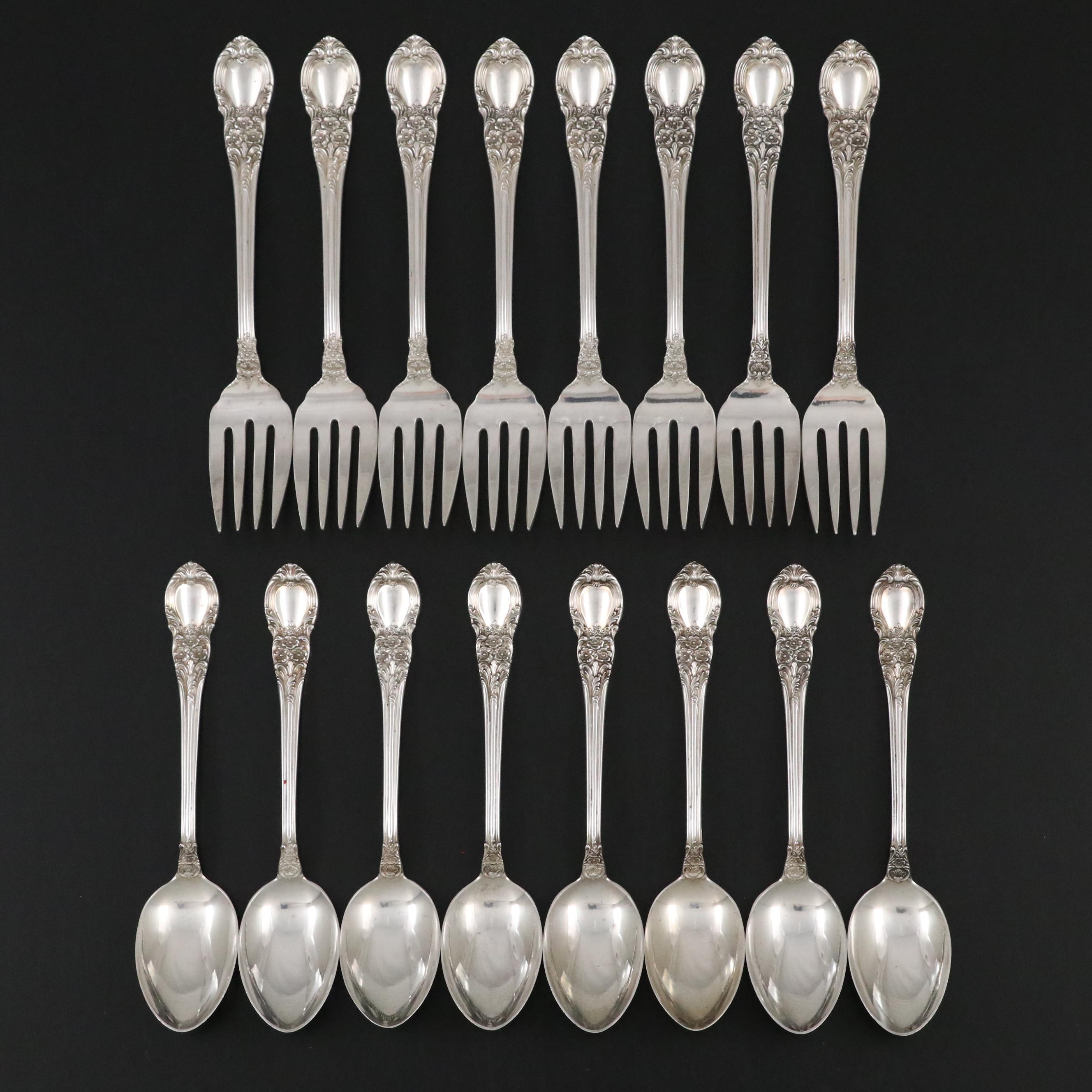 Lunt "American Victorian" Sterling Silver Teaspoons and Individual Salad Forks