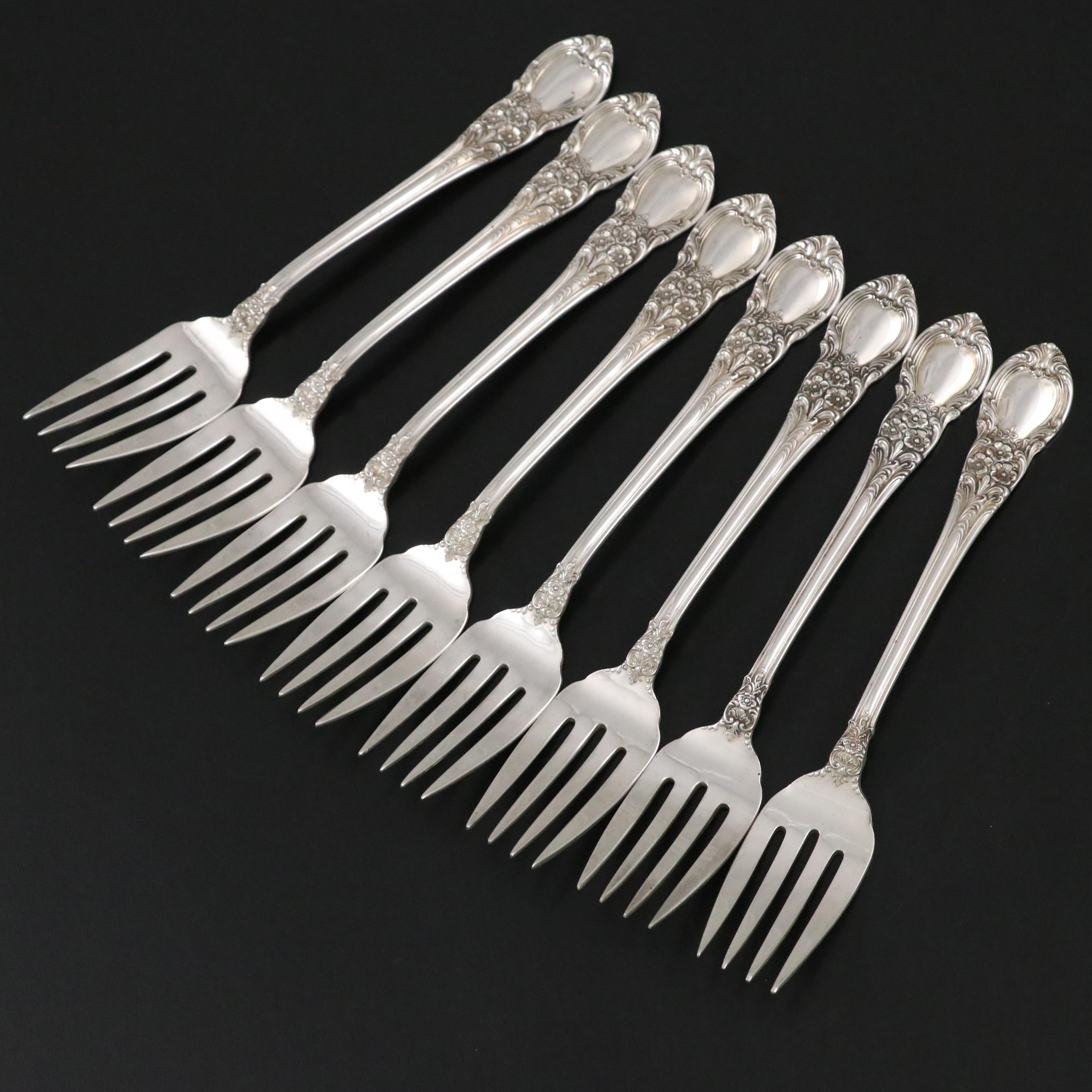 Lunt "American Victorian" Sterling Silver Teaspoons and Individual Salad Forks