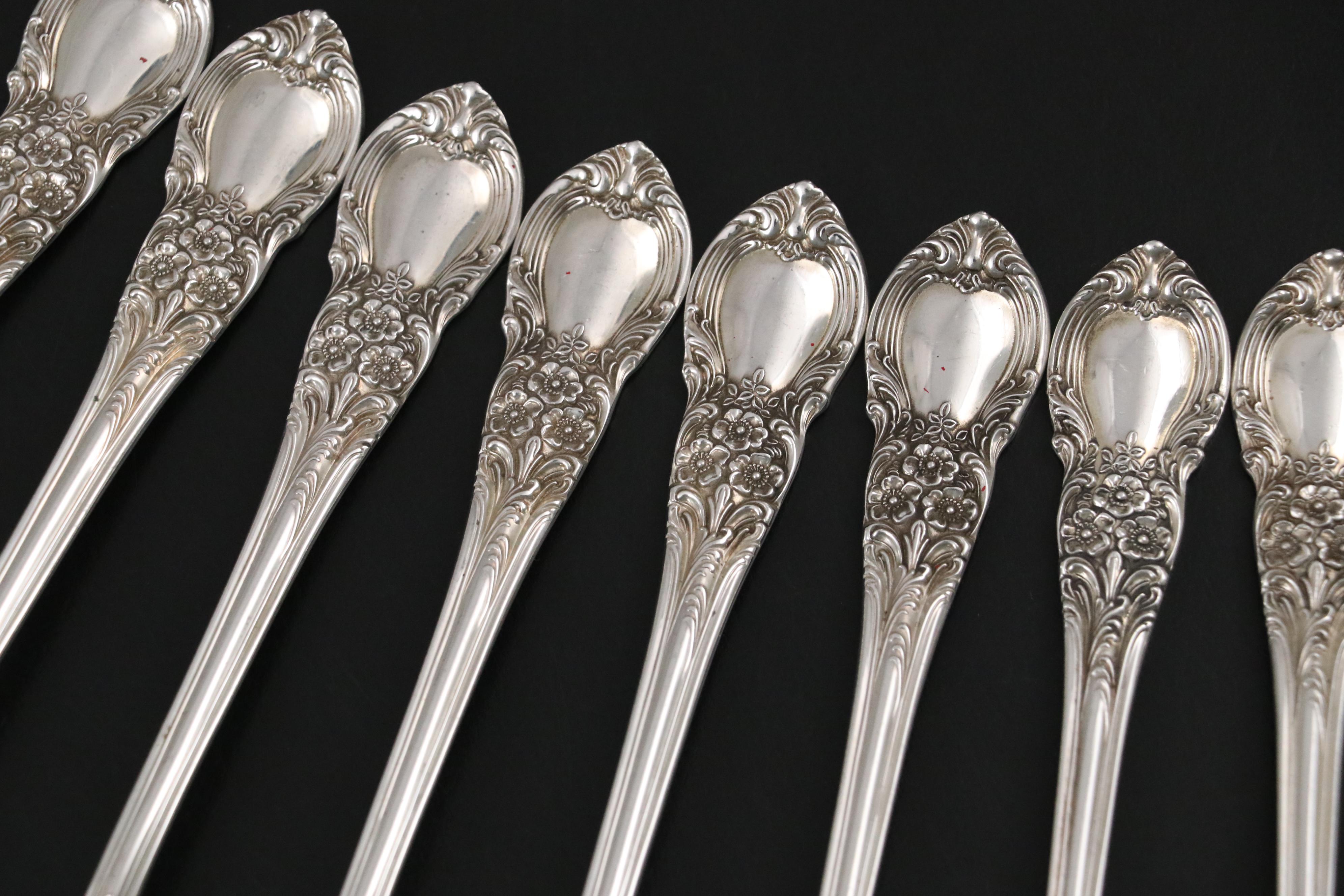 Lunt "American Victorian" Sterling Silver Teaspoons and Individual Salad Forks