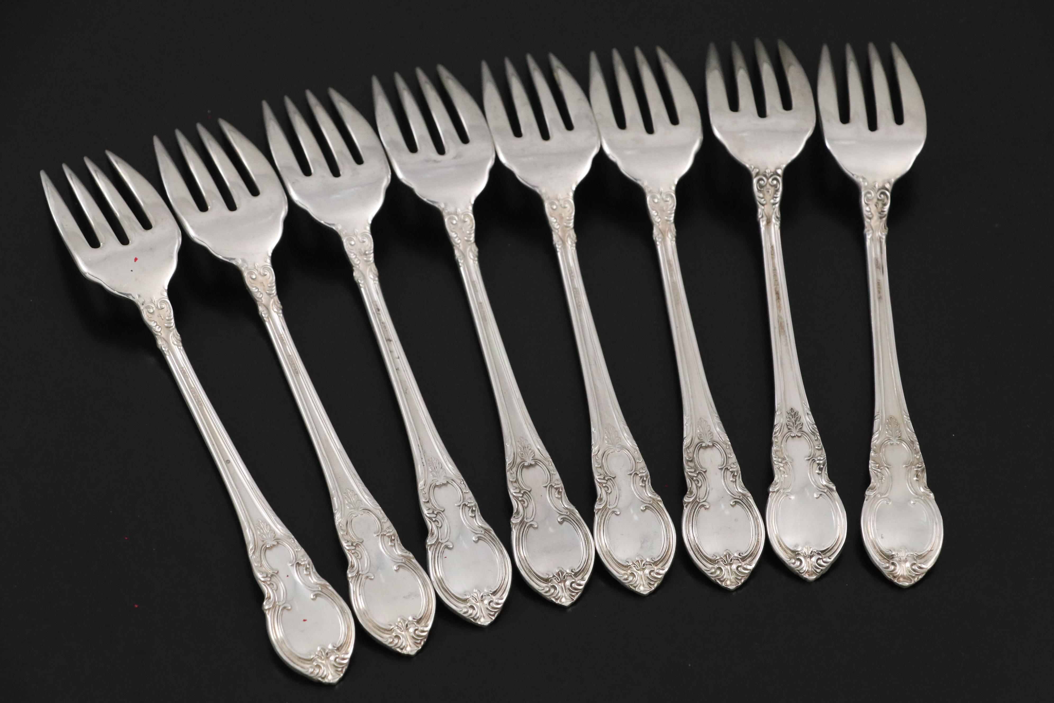 Lunt "American Victorian" Sterling Silver Teaspoons and Individual Salad Forks