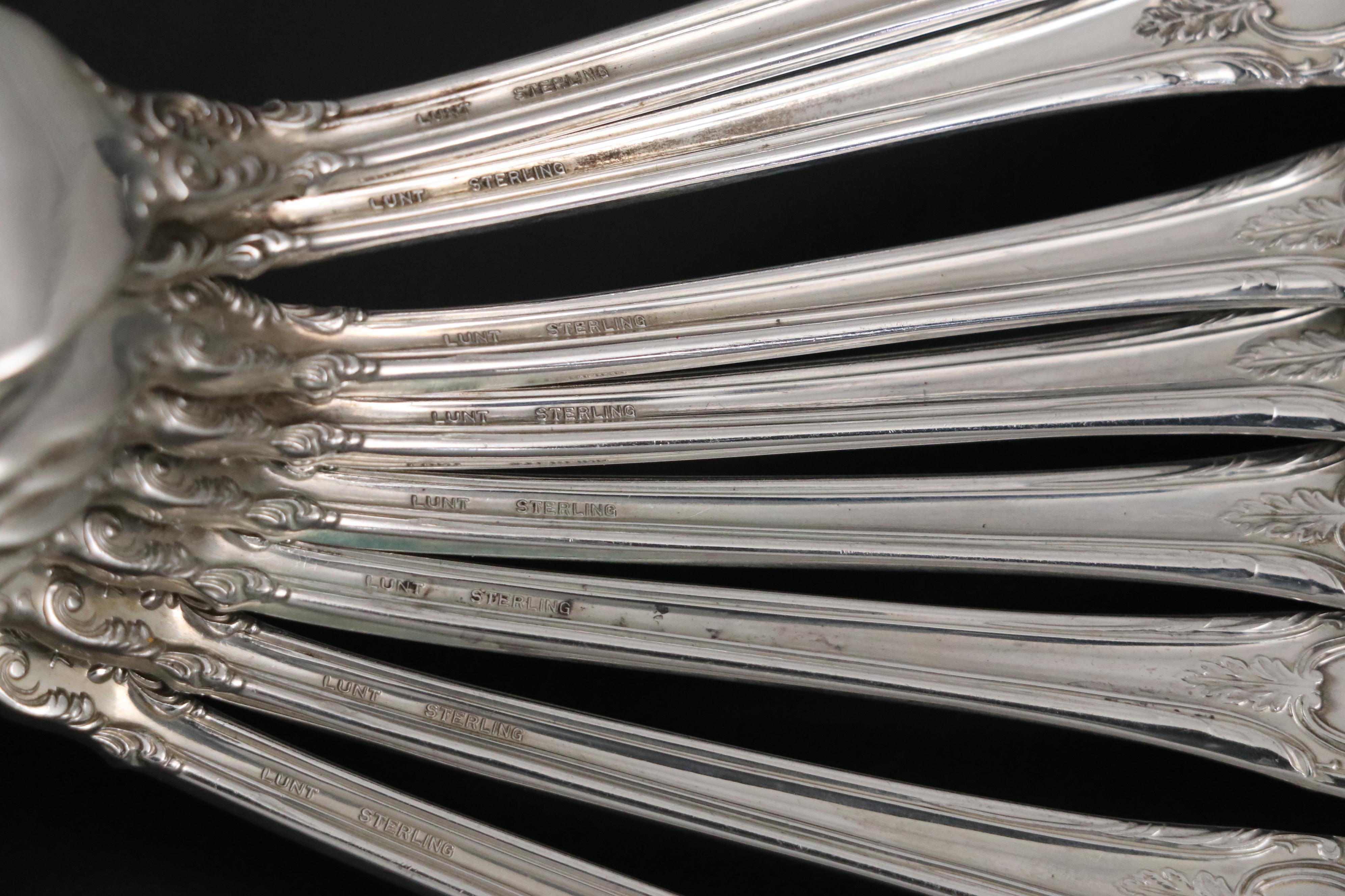 Lunt "American Victorian" Sterling Silver Teaspoons and Individual Salad Forks