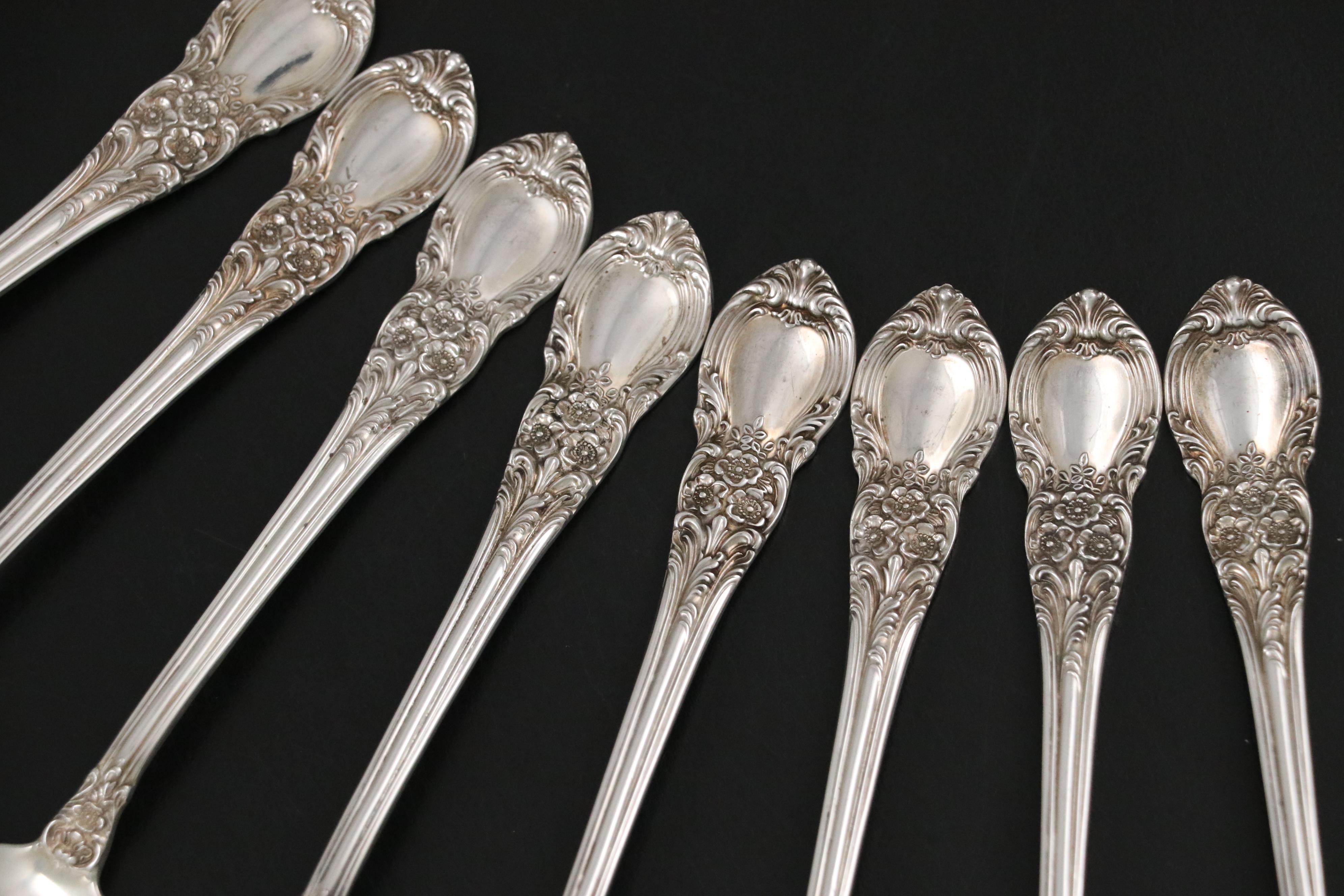 Lunt "American Victorian" Sterling Silver Teaspoons and Individual Salad Forks