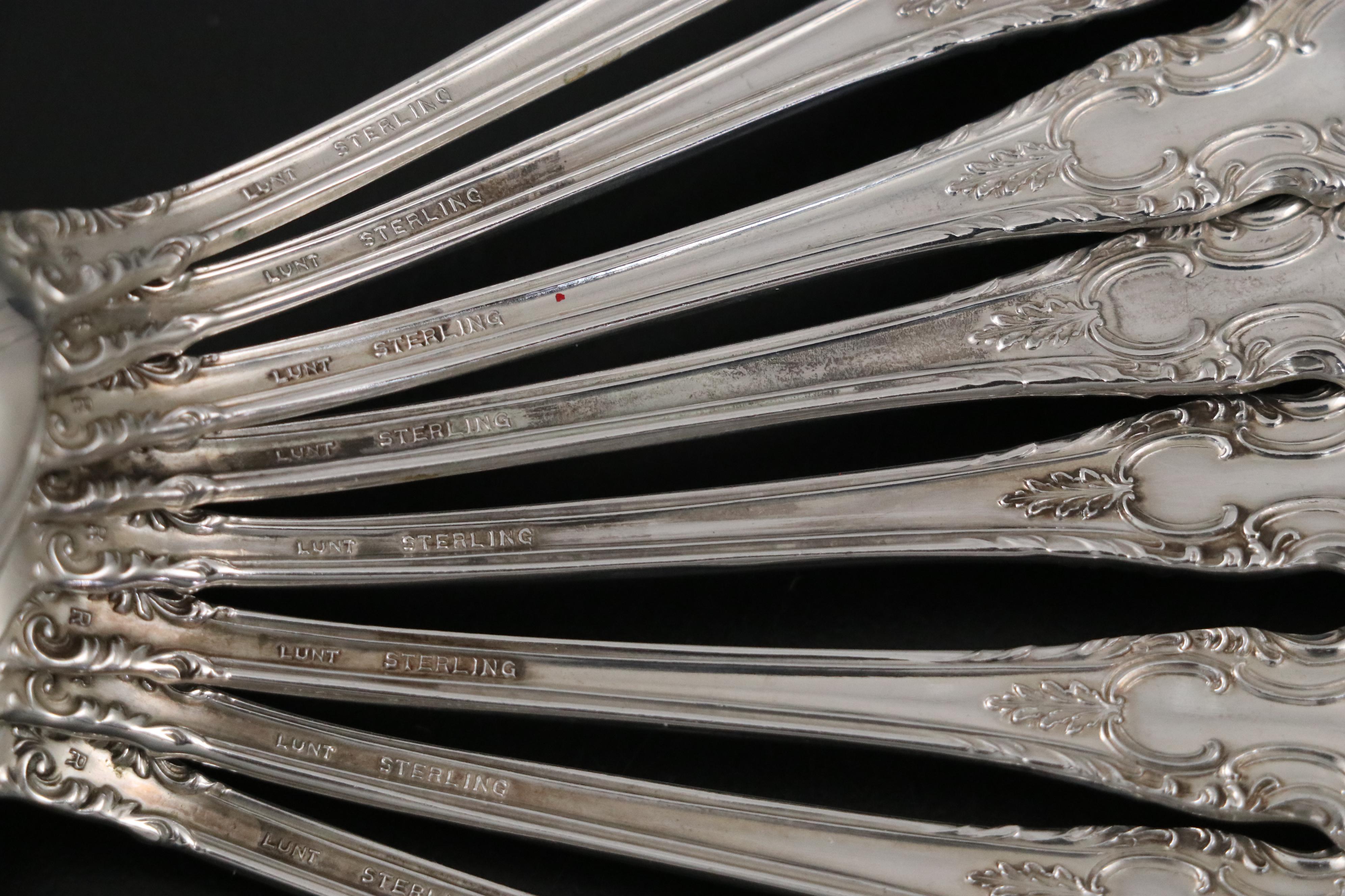 Lunt "American Victorian" Sterling Silver Teaspoons and Individual Salad Forks