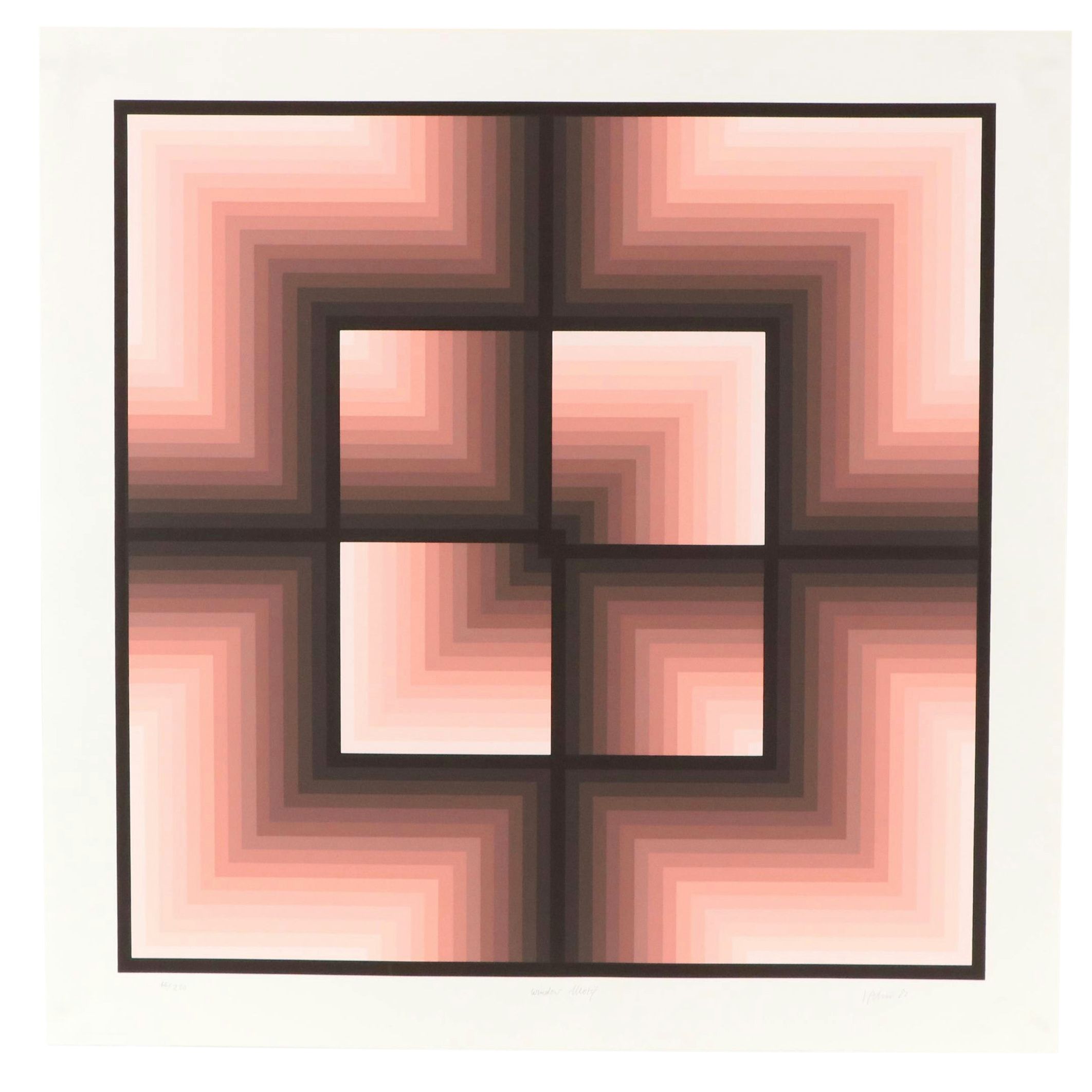 Jurgen Peters Op Art Serigraph "Window Motif," 1982