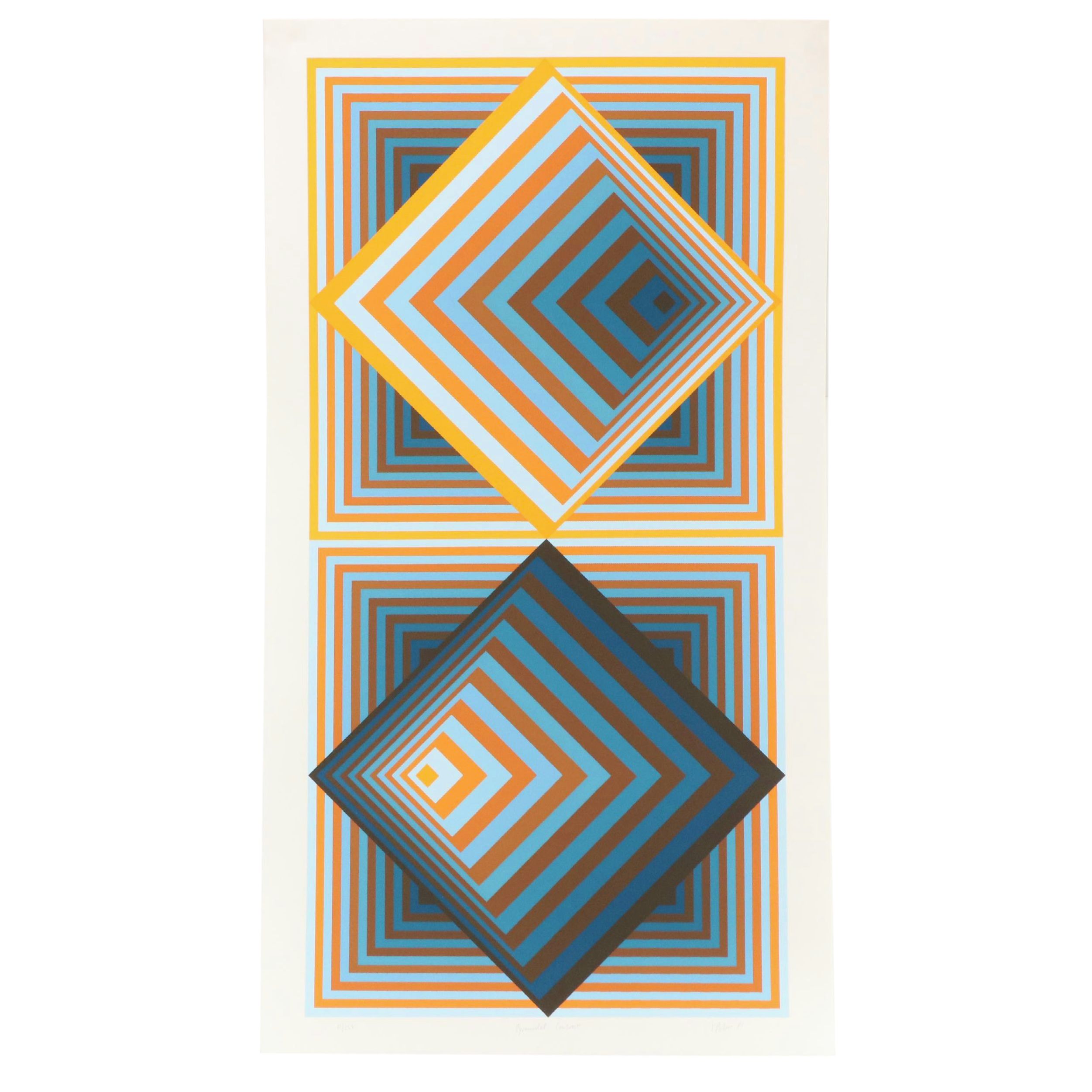 Jürgen Peters Op Art Serigraph "Pyramidal Contrast," 1981