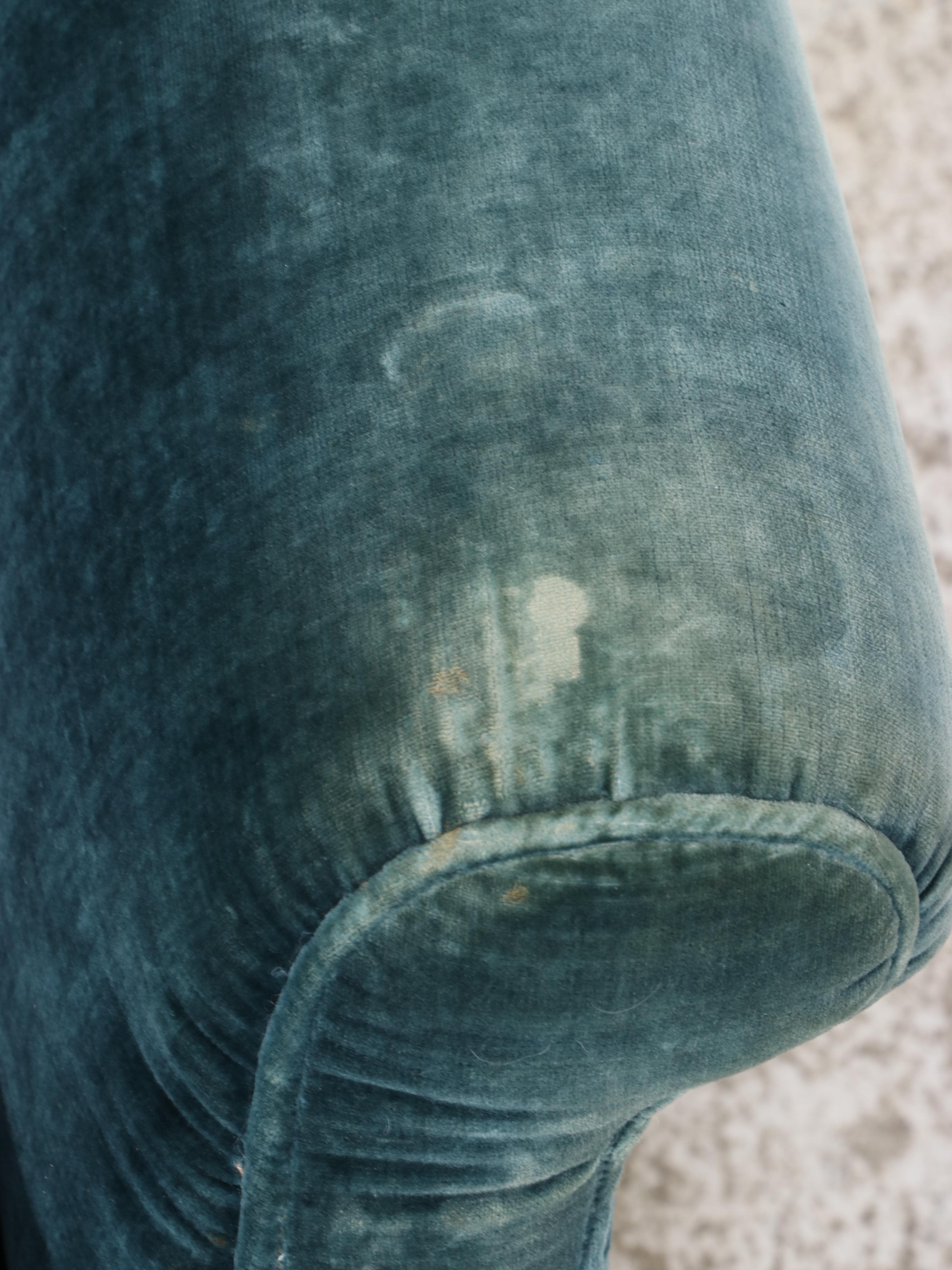 Green Velvet Upholstered Claw Footed Wingback Armchair