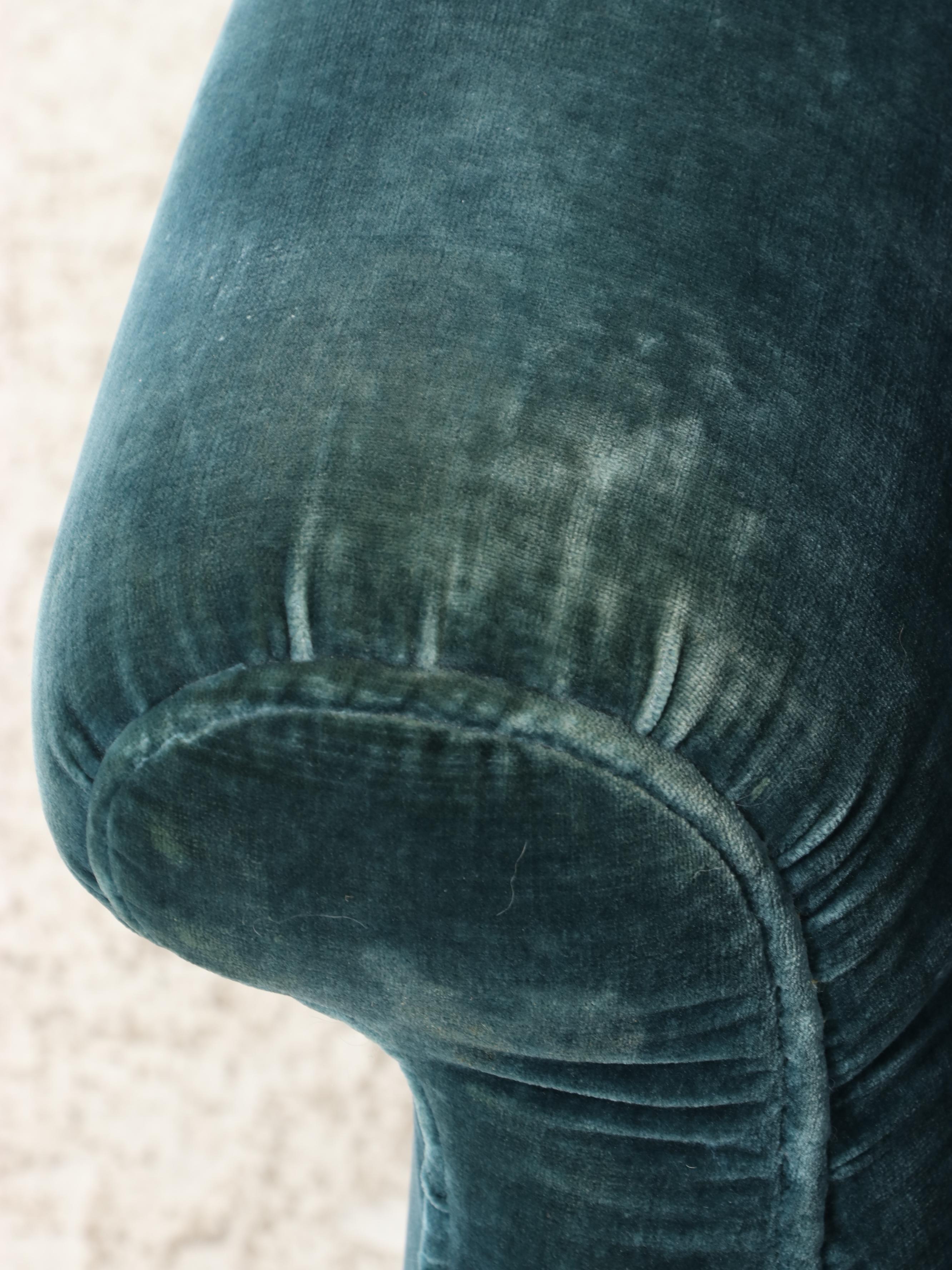 Green Velvet Upholstered Claw Footed Wingback Armchair