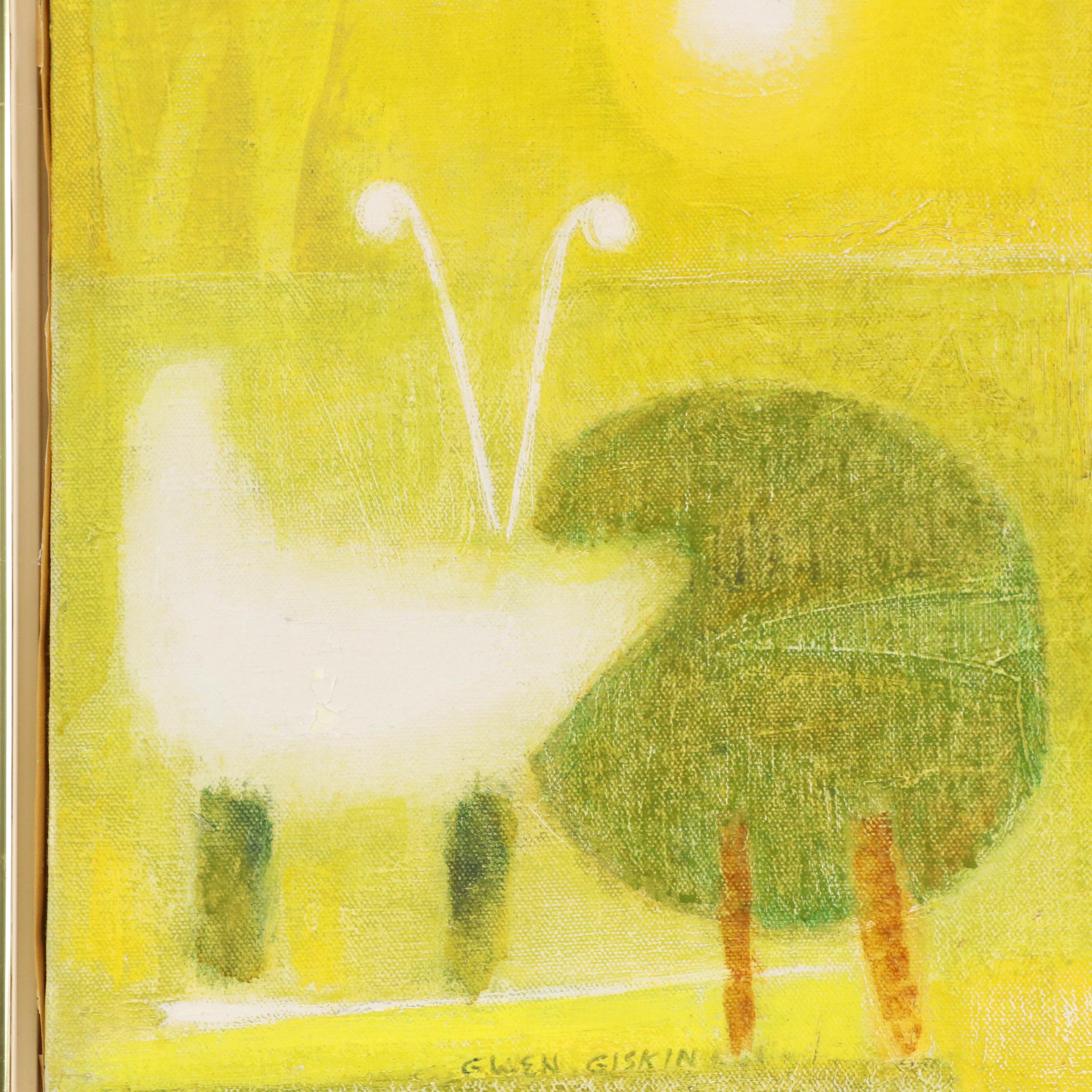 Gwen Giskin Modernist Oil Painting, Circa 1960