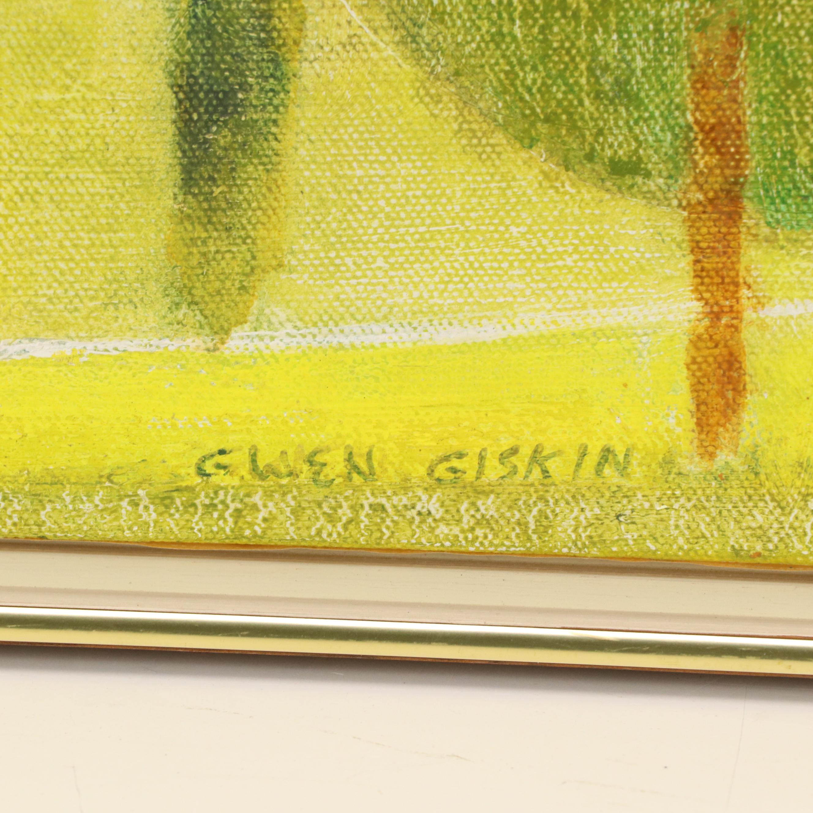 Gwen Giskin Modernist Oil Painting, Circa 1960