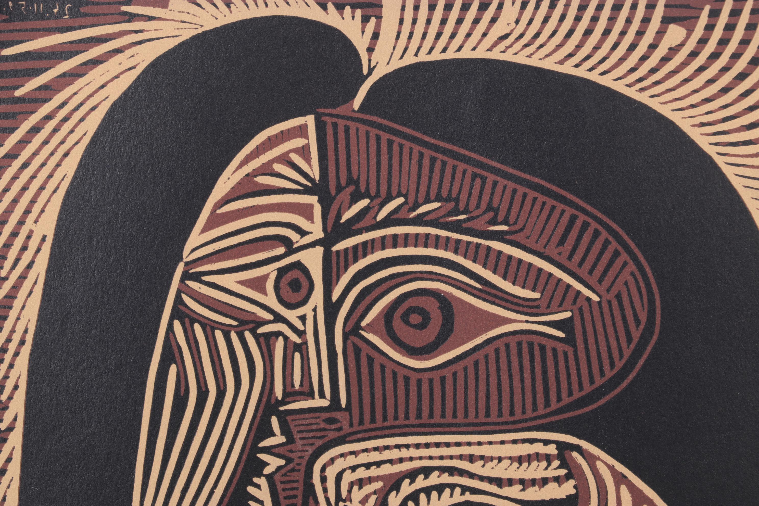 Pablo Picasso Linocut "Head of a Woman with a Necklace," 1962