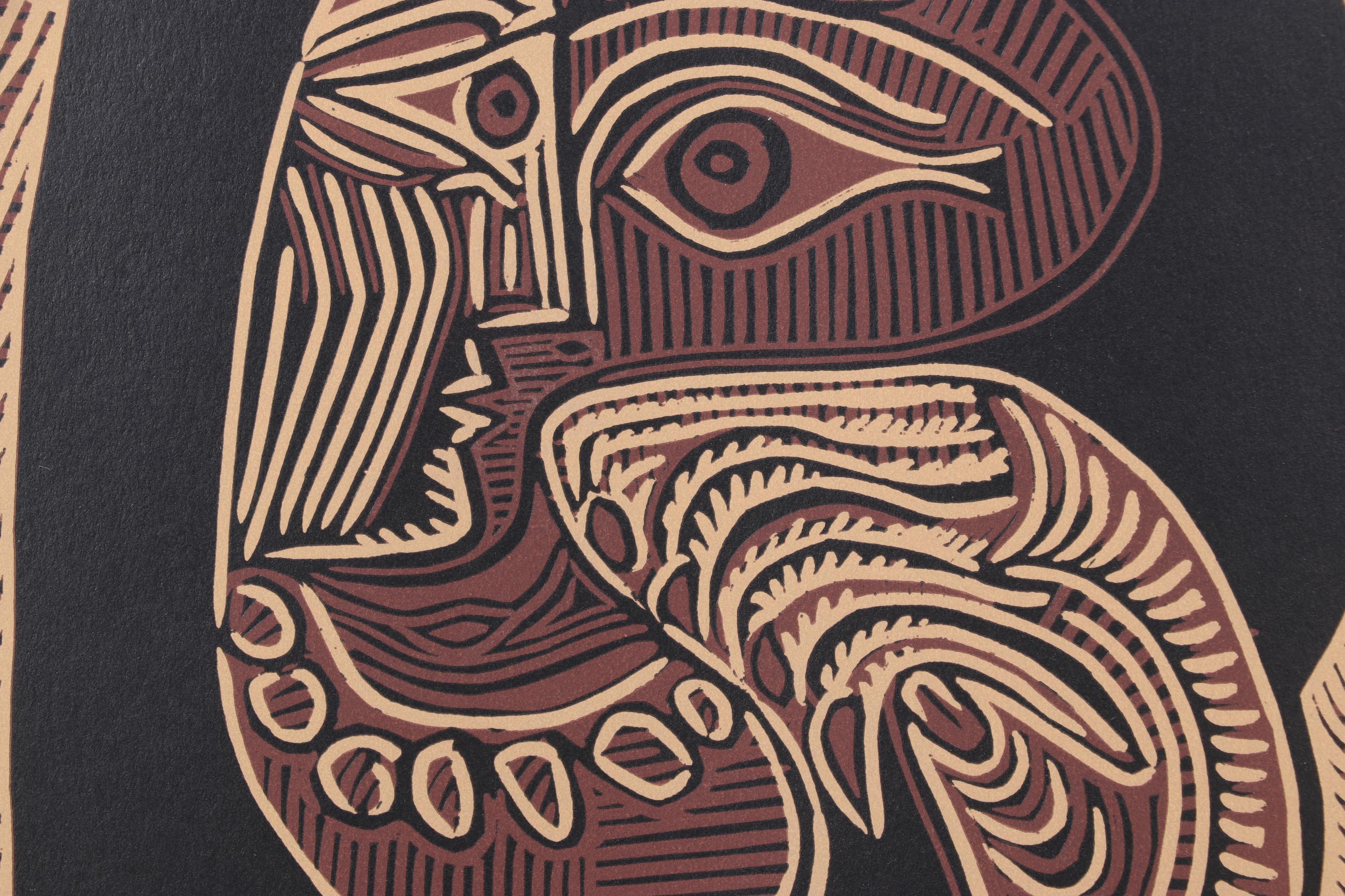 Pablo Picasso Linocut "Head of a Woman with a Necklace," 1962