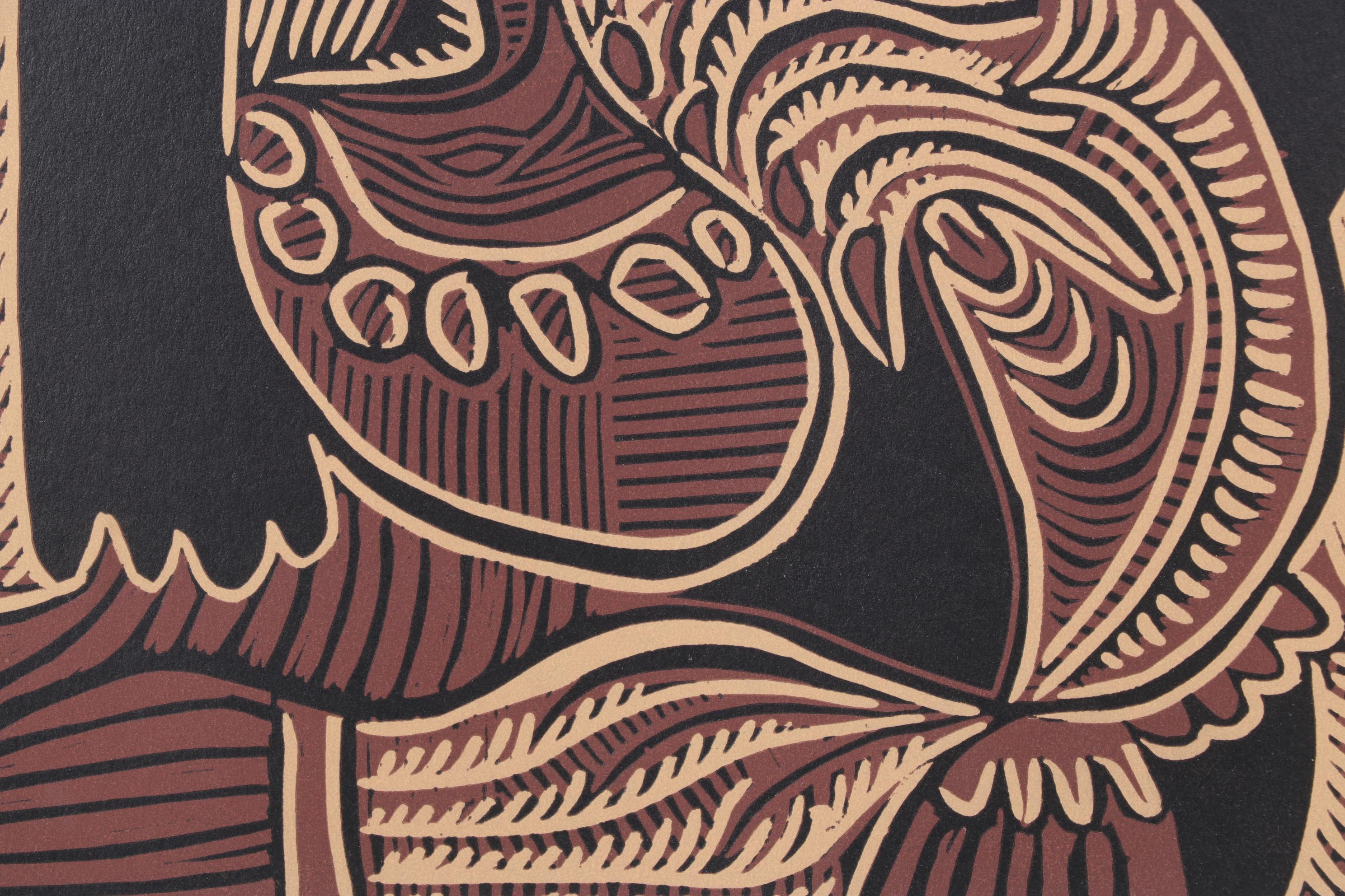 Pablo Picasso Linocut "Head of a Woman with a Necklace," 1962