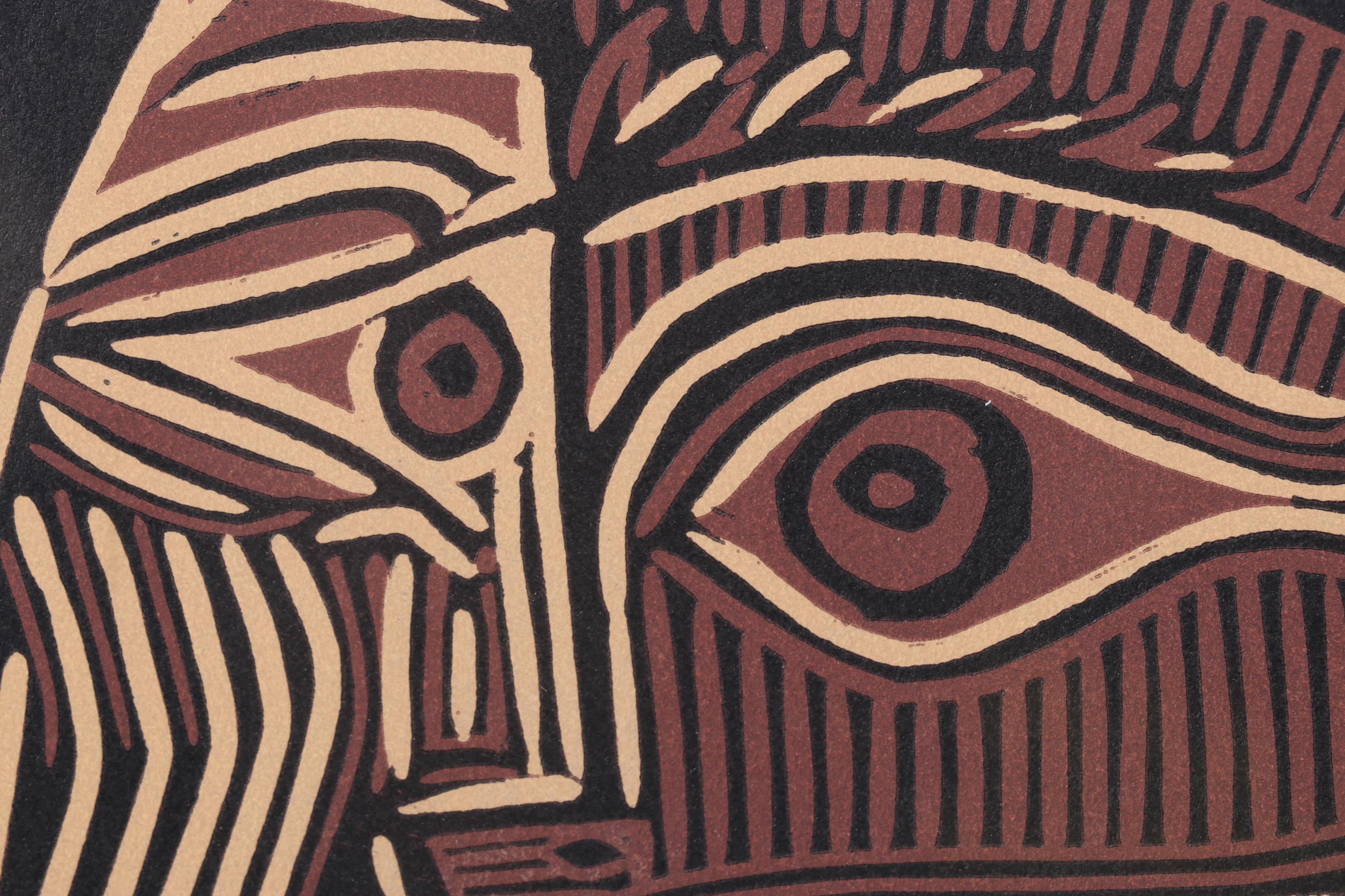 Pablo Picasso Linocut "Head of a Woman with a Necklace," 1962