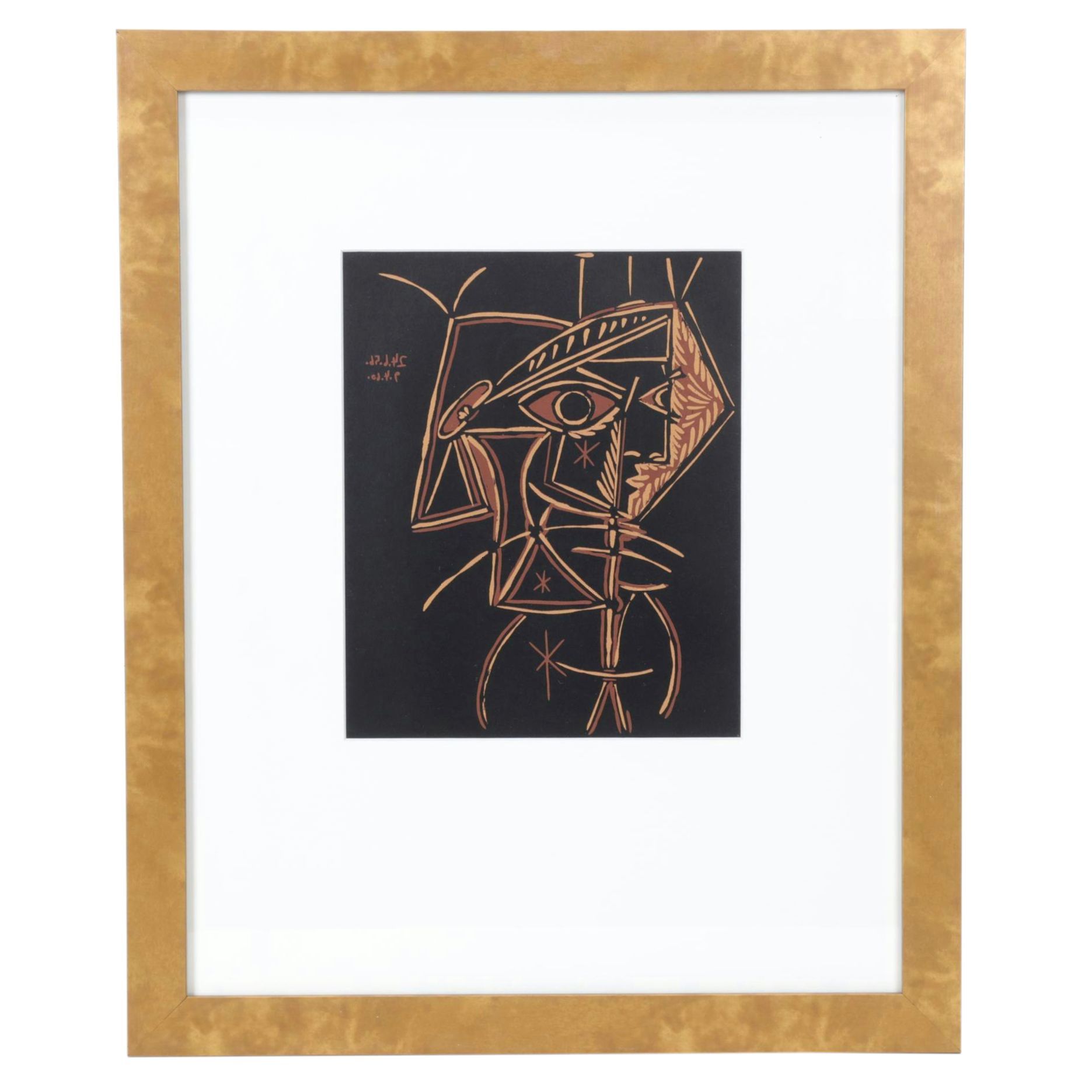 Pablo Picasso Linocut "Tete De Femme, 1962”