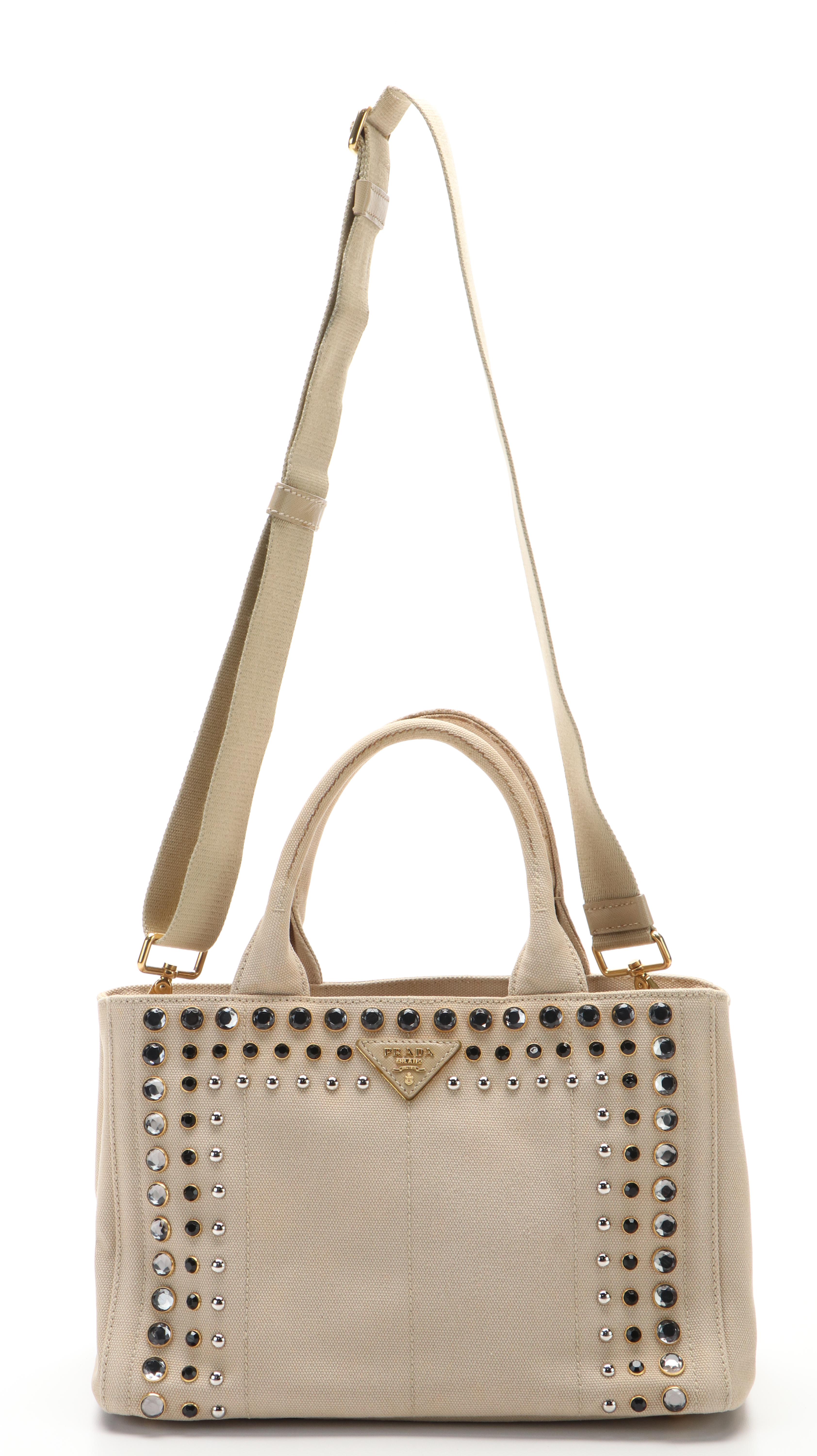 Prada Beige Canvas Bijoux Kanapa PM Handbag