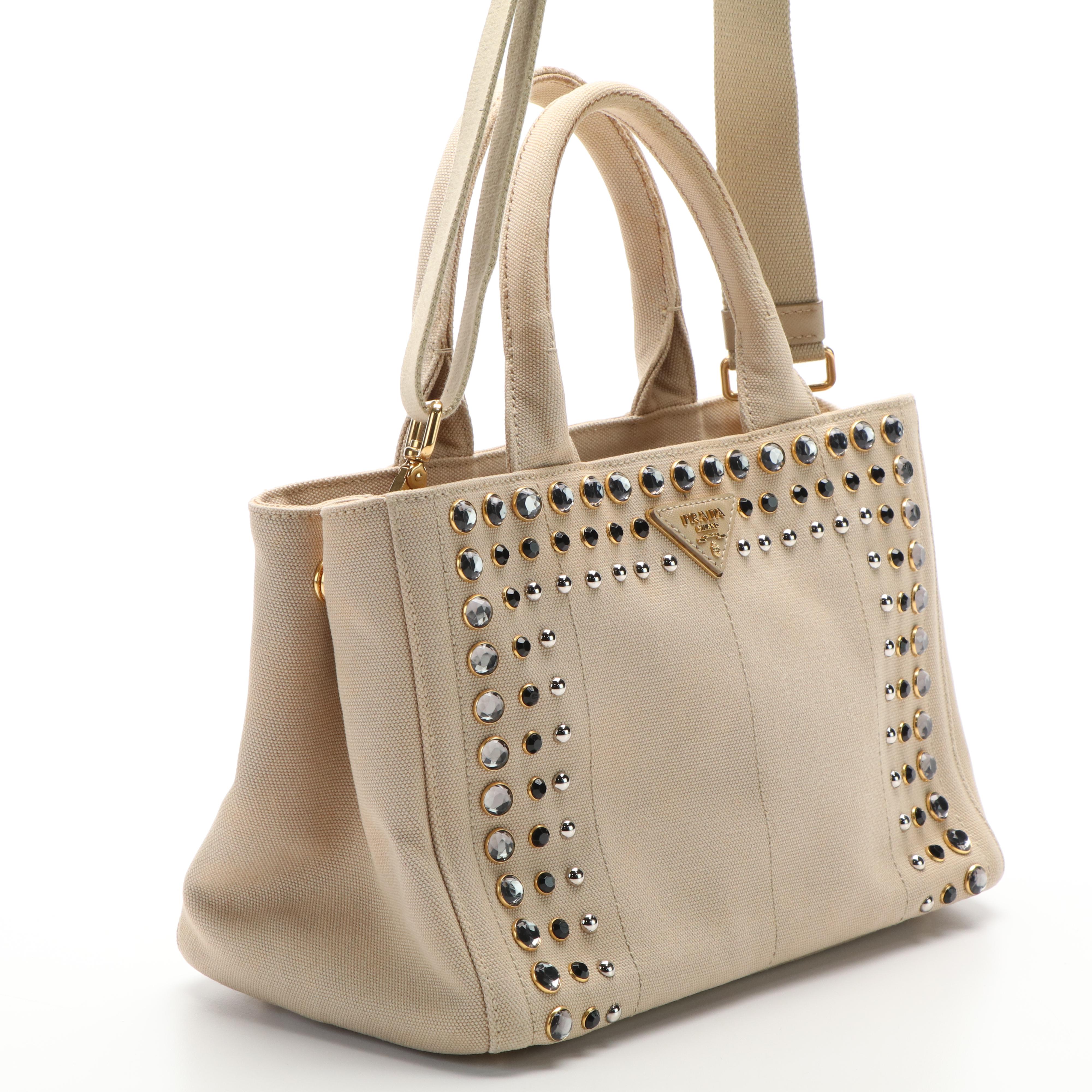 Prada Beige Canvas Bijoux Kanapa PM Handbag