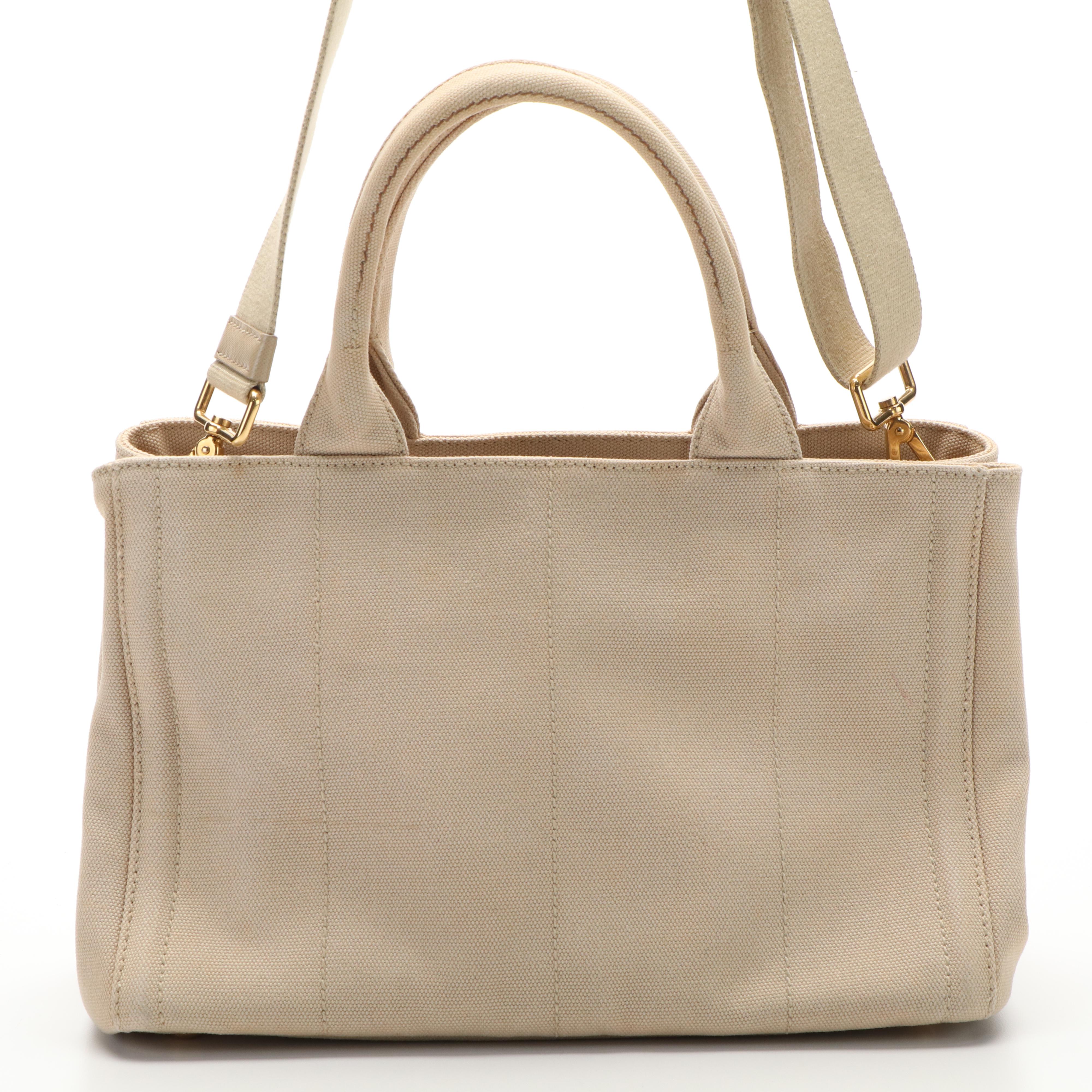 Prada Beige Canvas Bijoux Kanapa PM Handbag