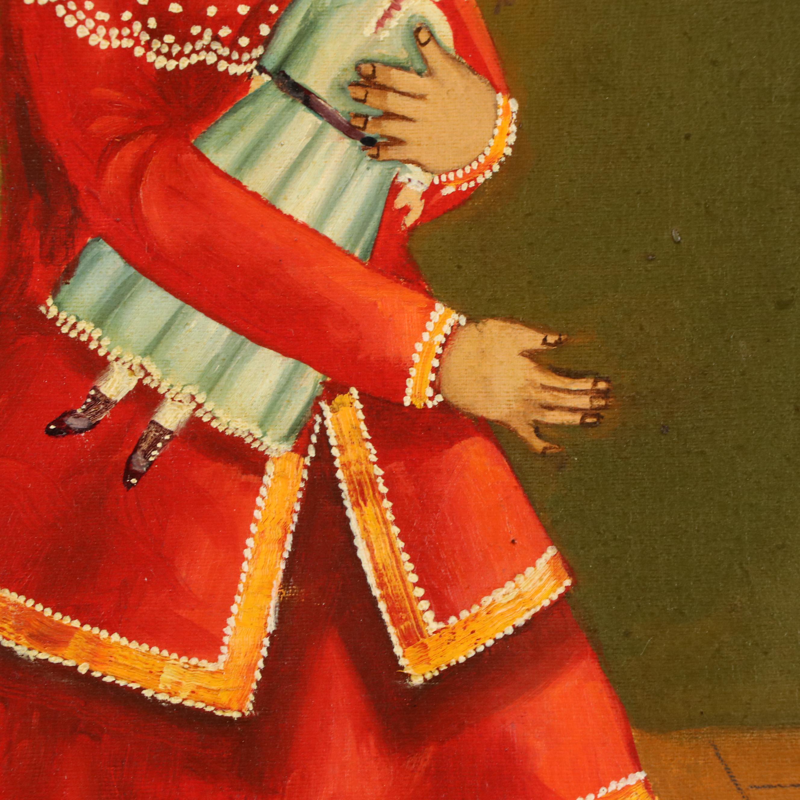 Agapito Labios Folk Oil Portrait of Young Girl, Mid 20th Century