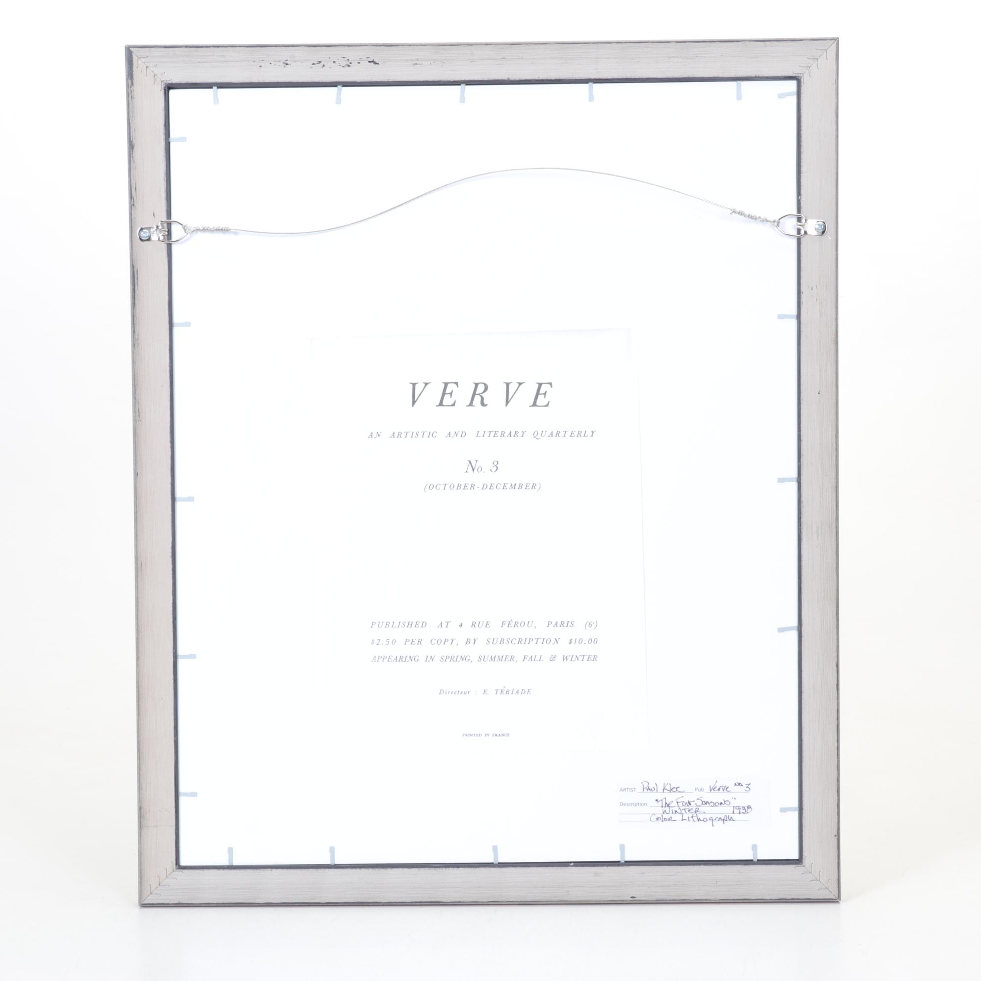 Paul Klee Color Lithograph "L'hiver" for "Verve," 1938