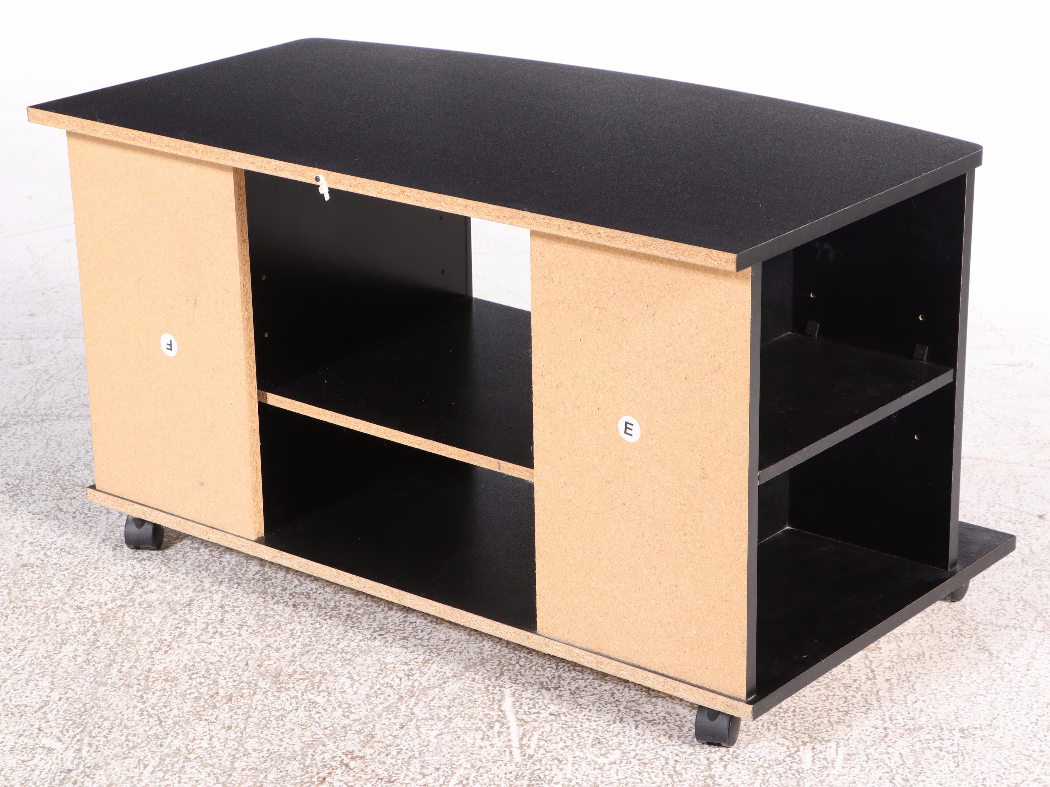 Contemporary Black Wheeled Entertainment Stand