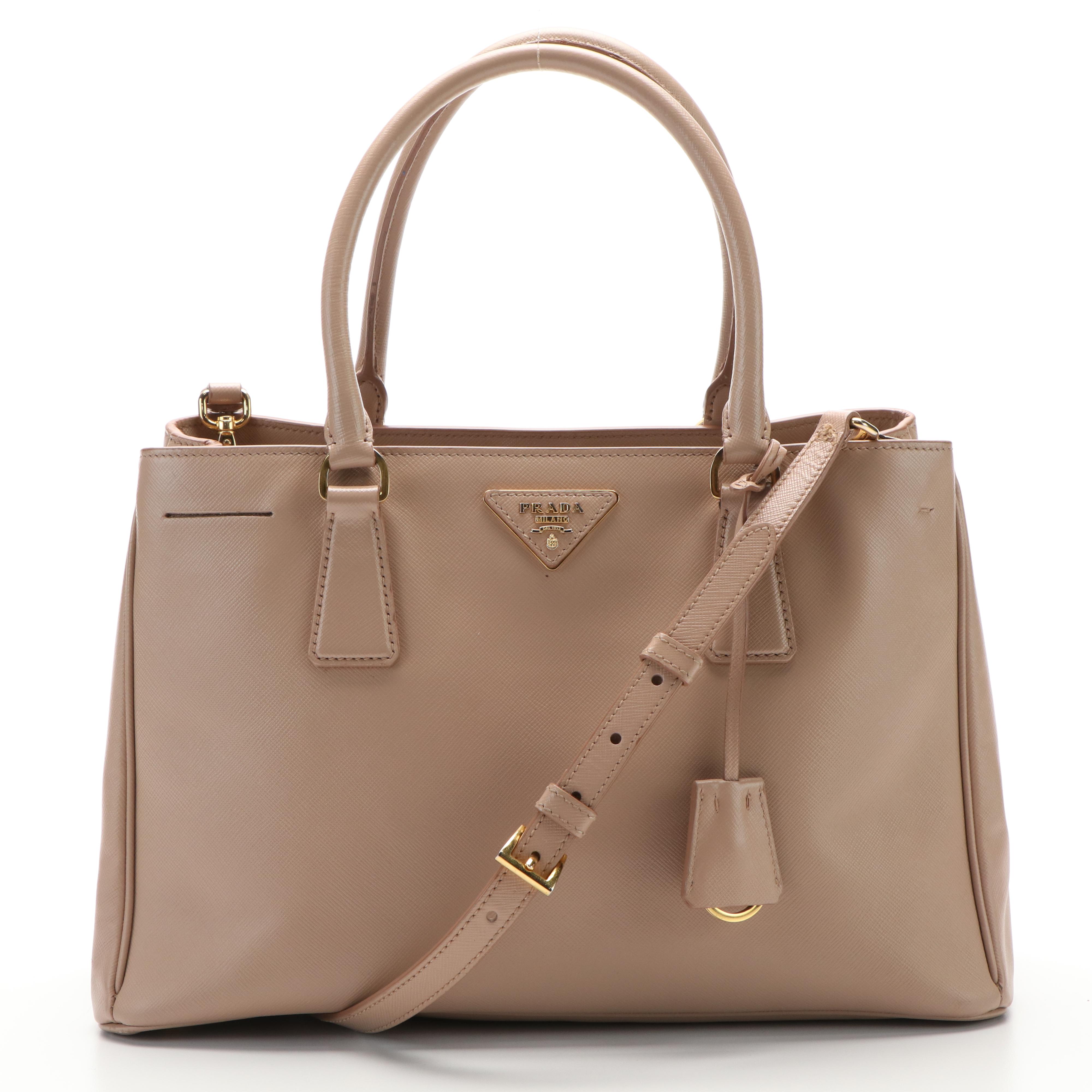 Prada Beige Leather Saffiano Cuir Galleria Tote Bag