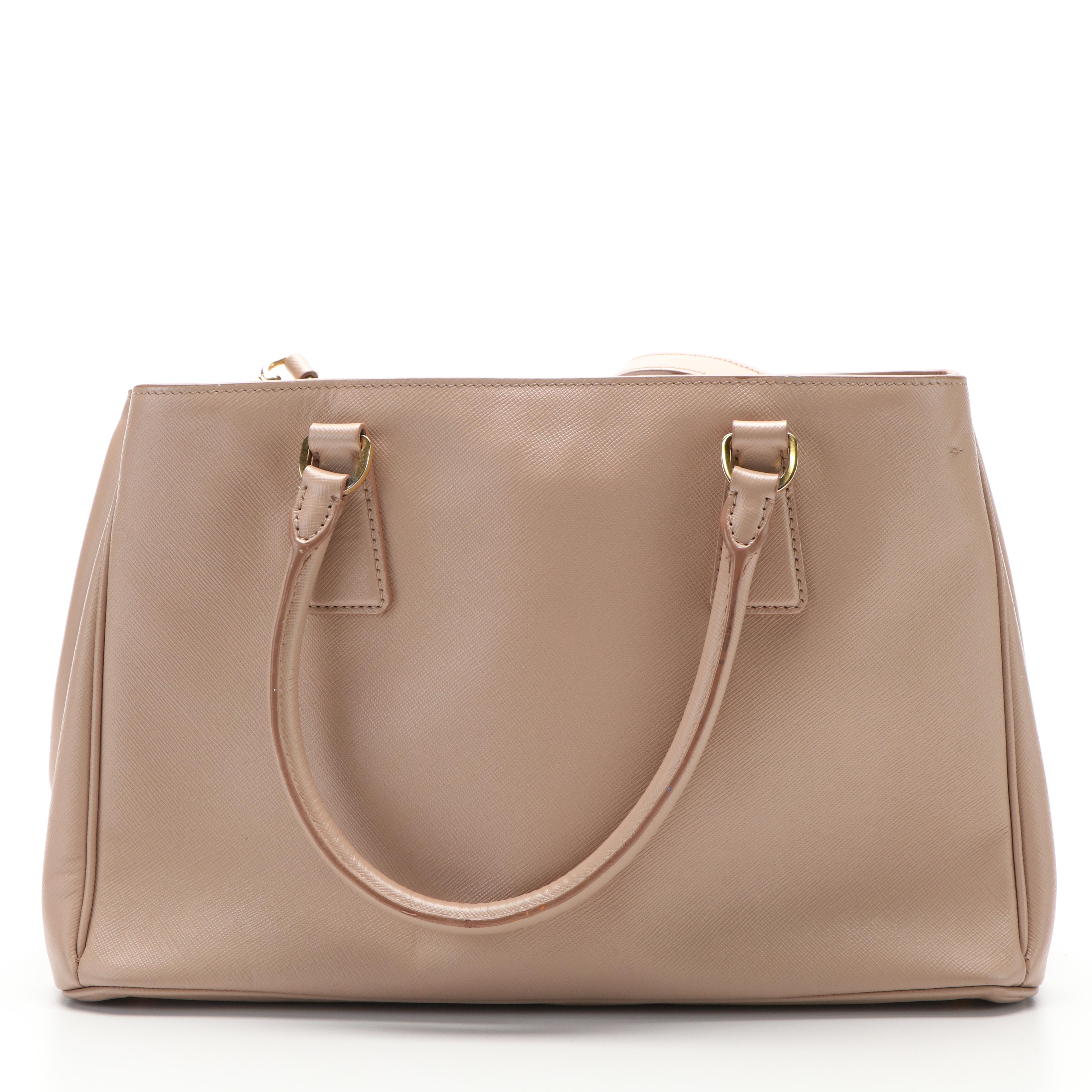 Prada Beige Leather Saffiano Cuir Galleria Tote Bag