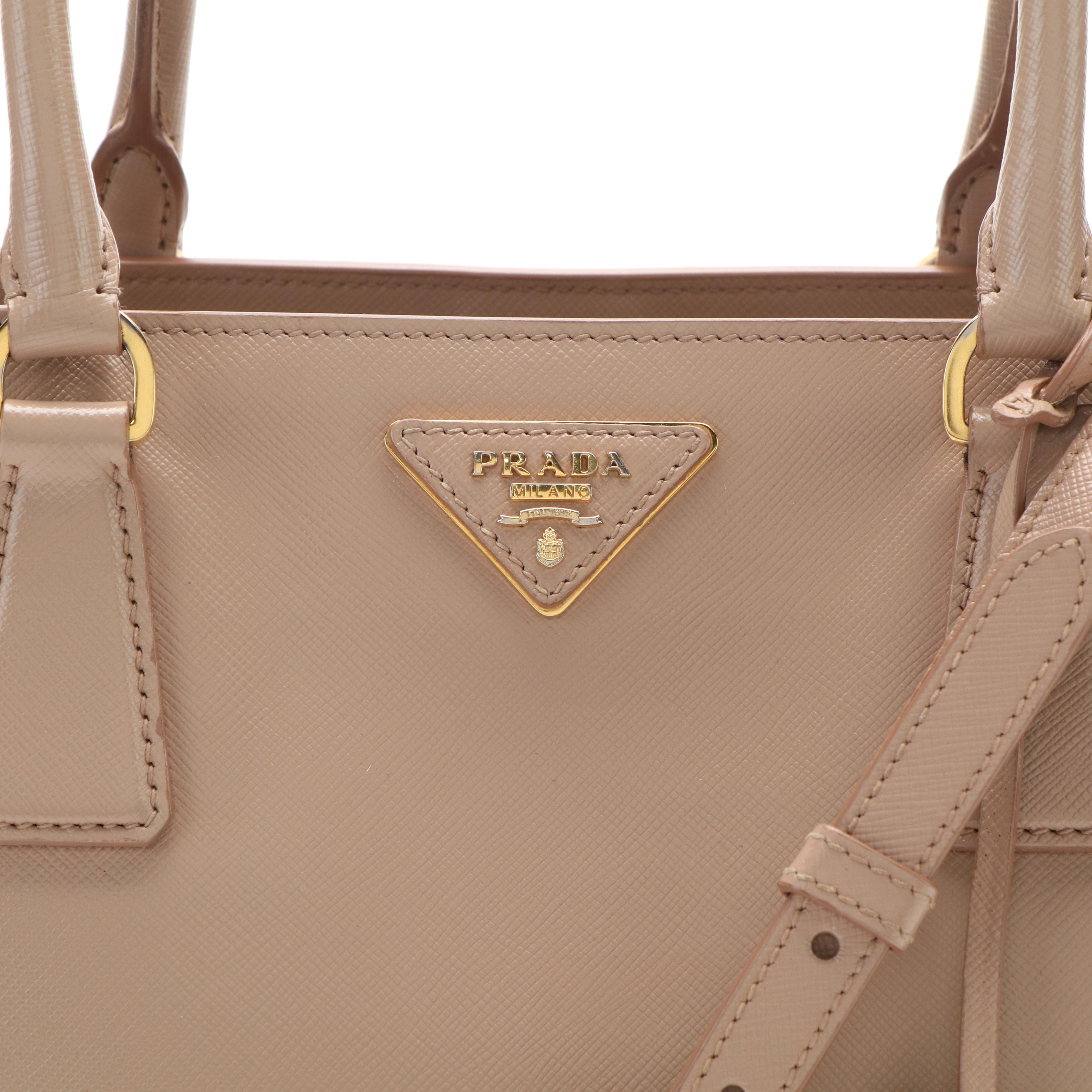 Prada Beige Leather Saffiano Cuir Galleria Tote Bag