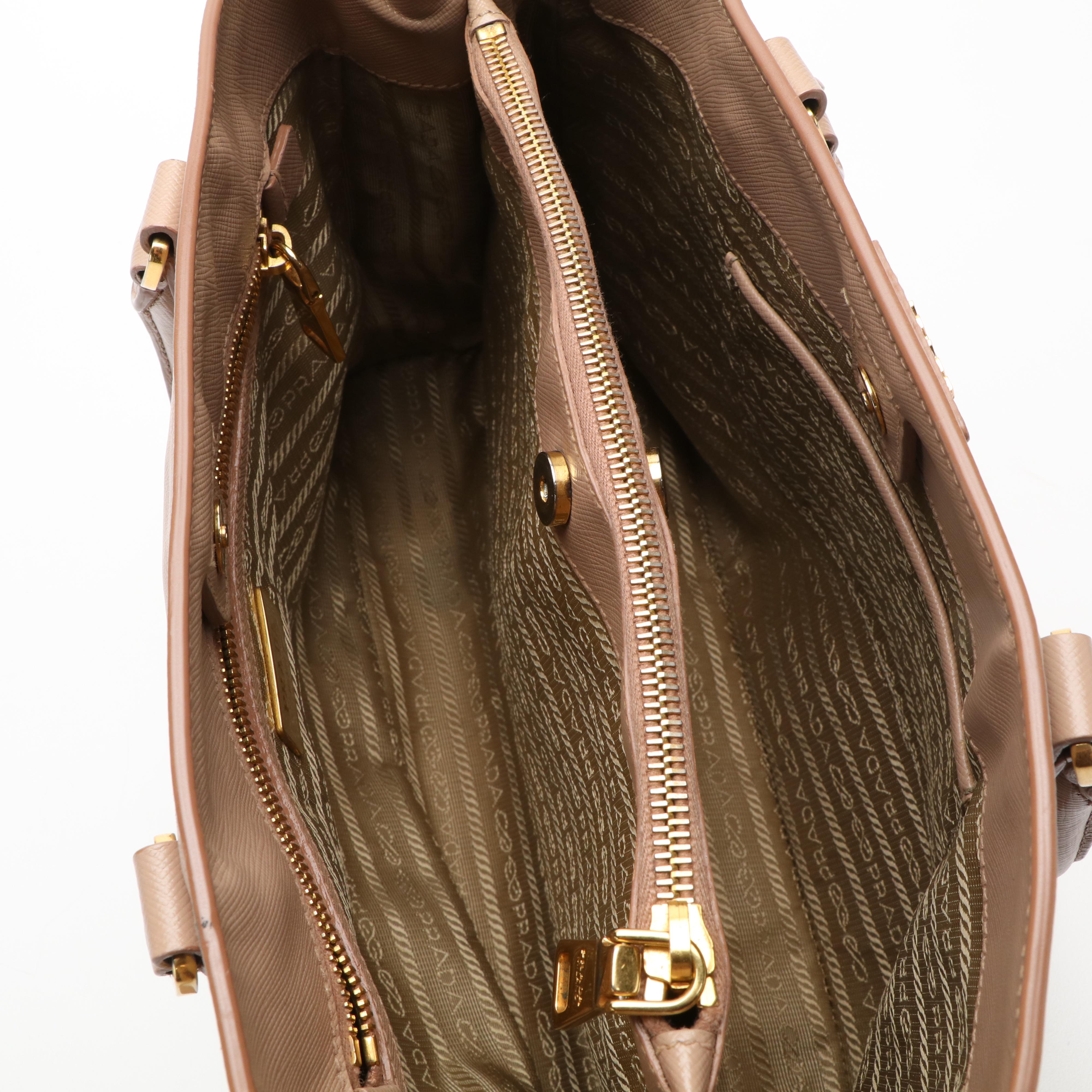 Prada Beige Leather Saffiano Cuir Galleria Tote Bag