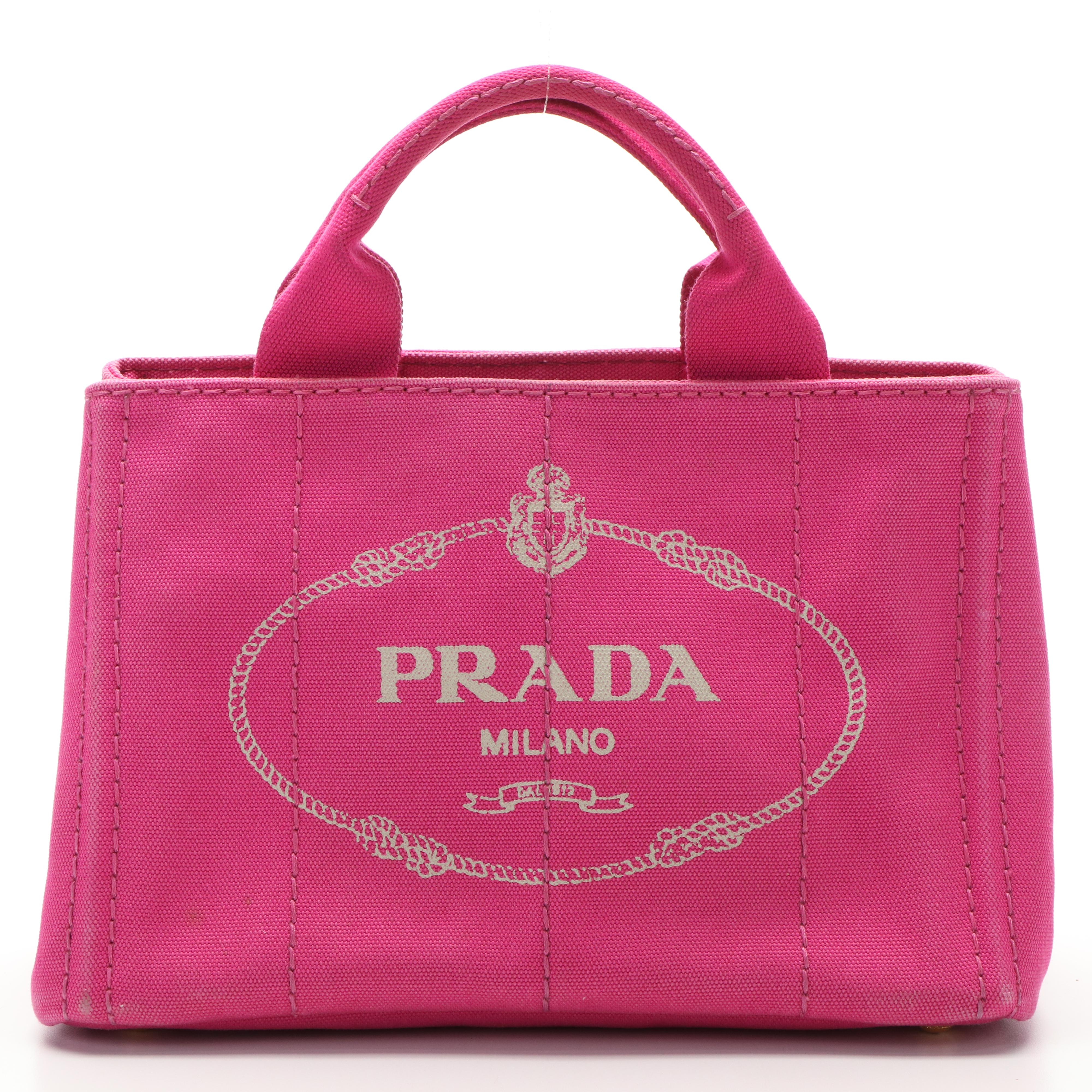 Prada Pink Canvas Canapa Tote Bag