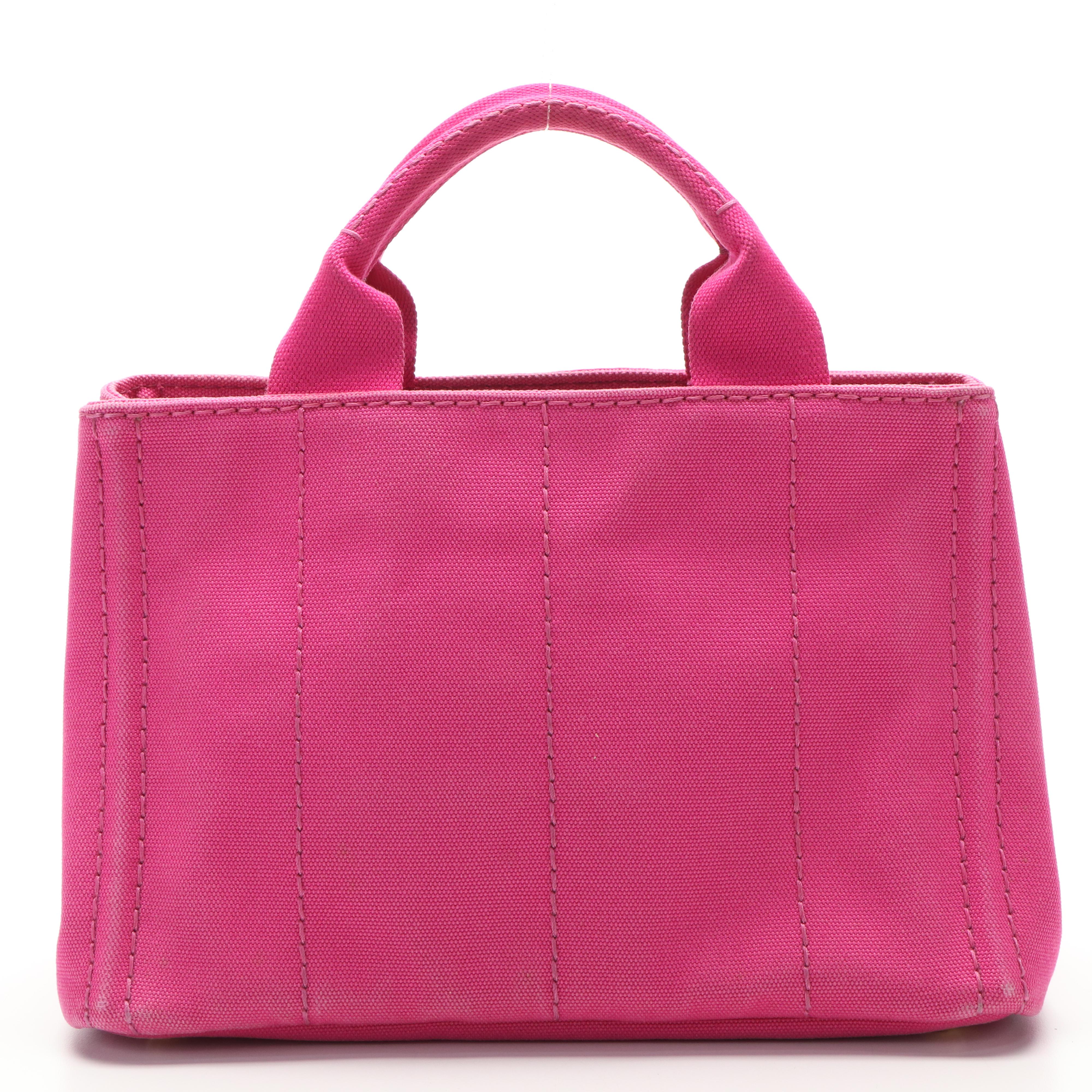 Prada Pink Canvas Canapa Tote Bag