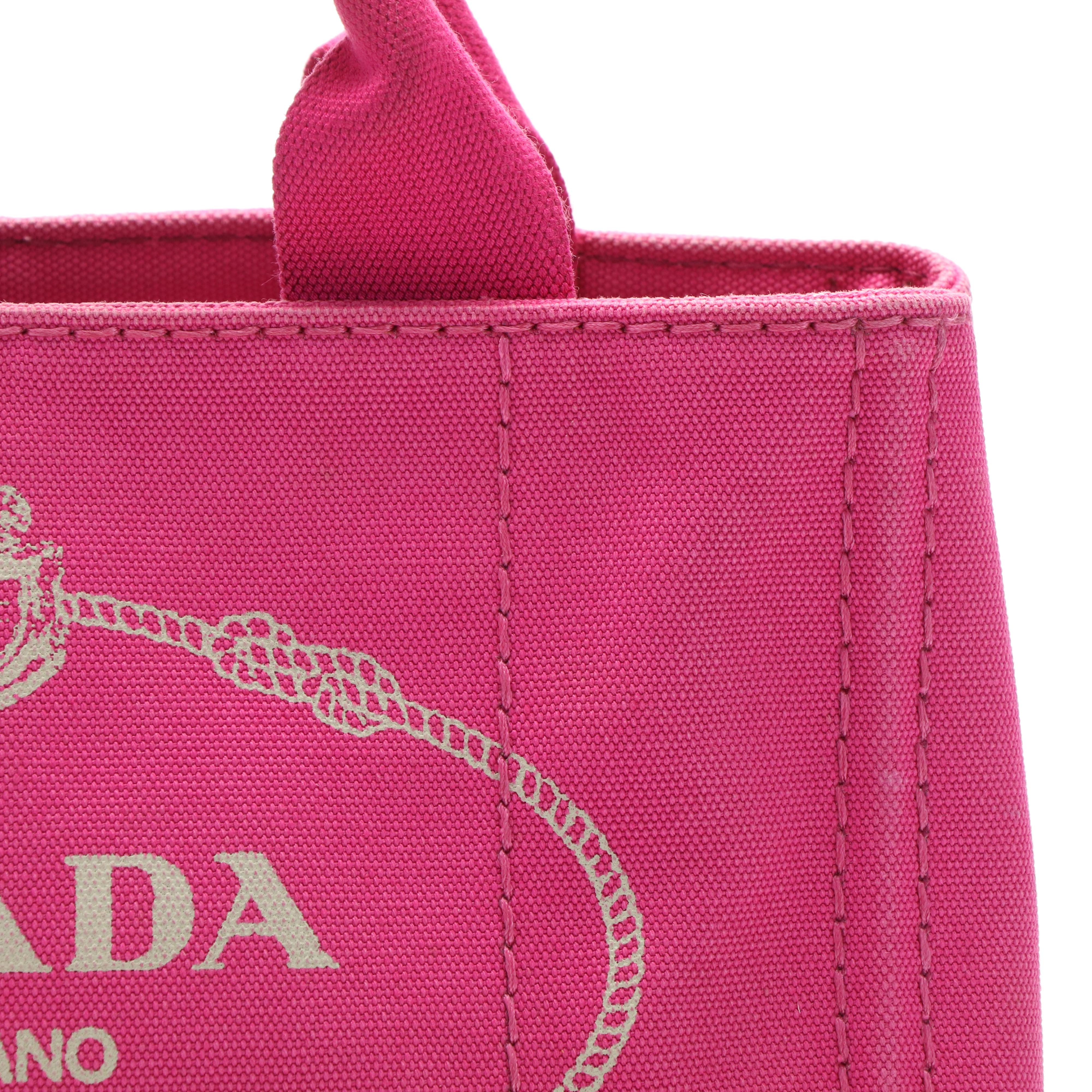 Prada Pink Canvas Canapa Tote Bag