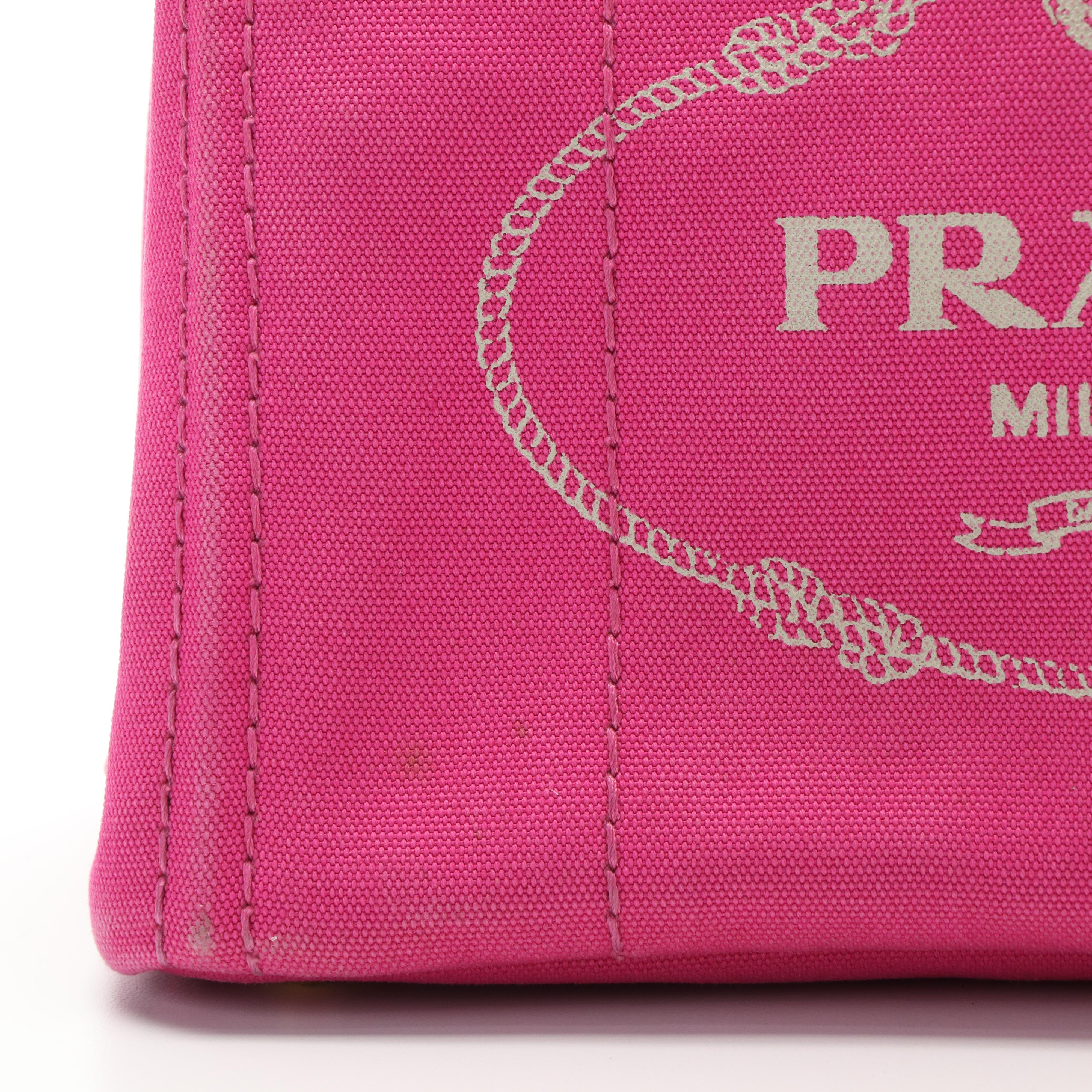 Prada Pink Canvas Canapa Tote Bag