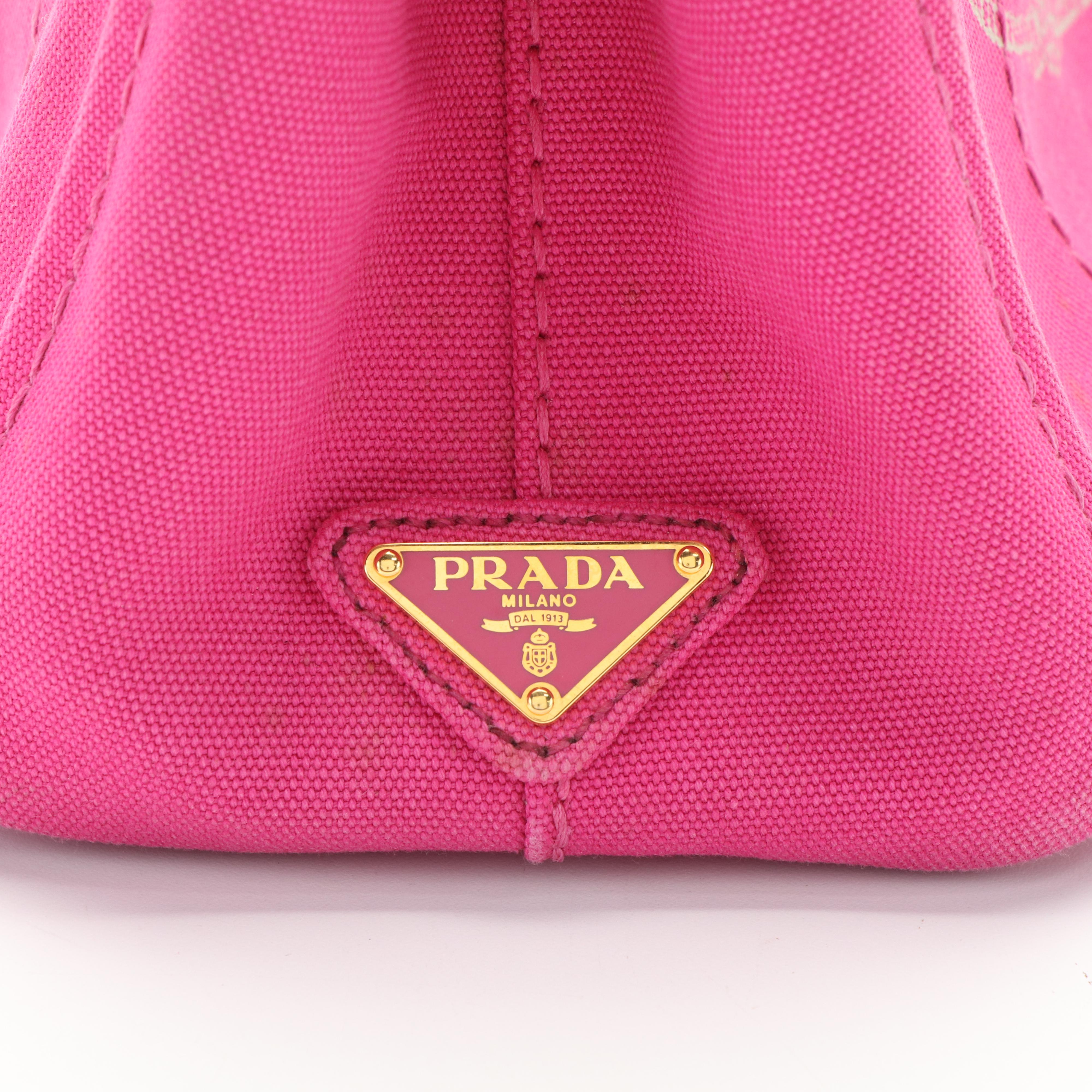 Prada Pink Canvas Canapa Tote Bag