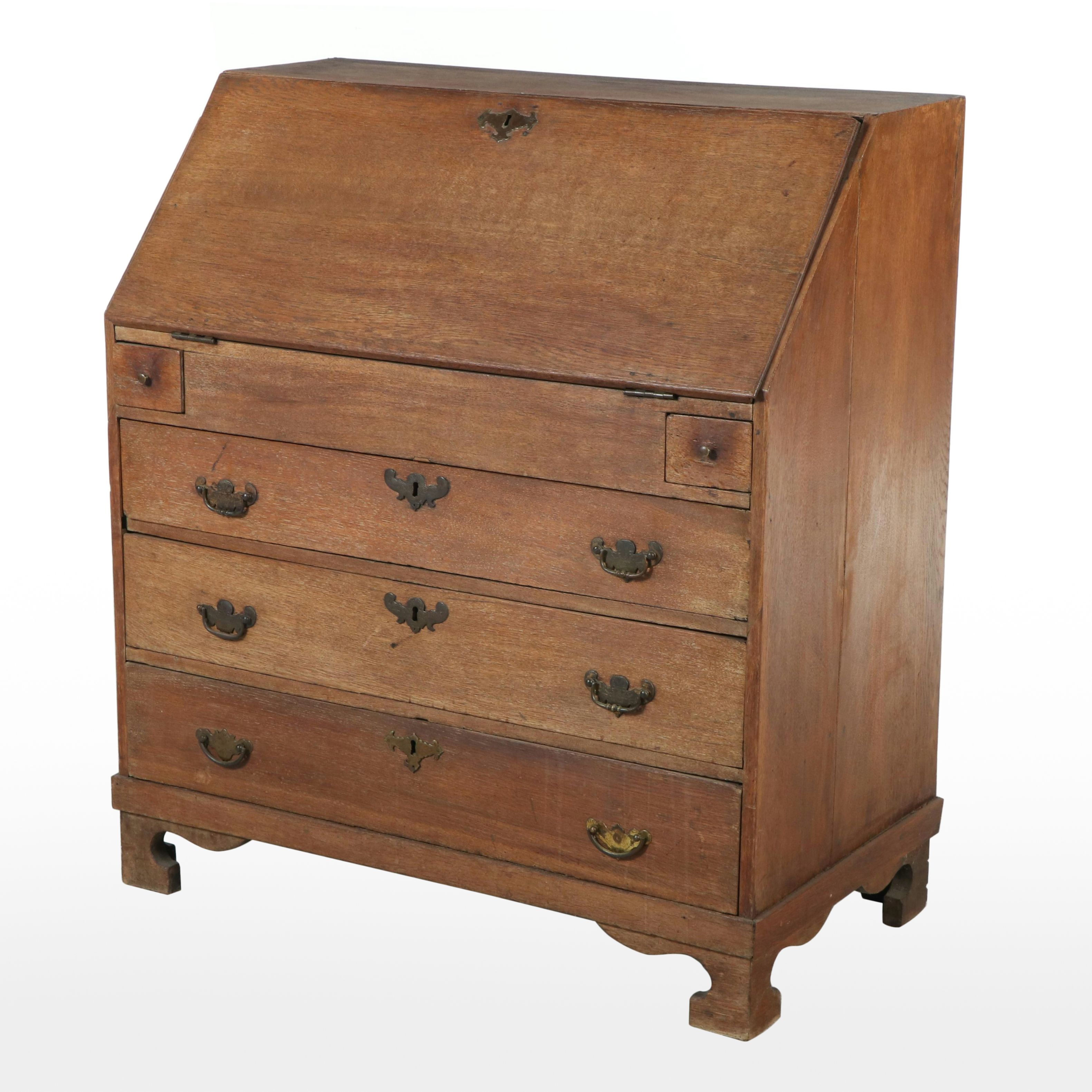 Chippendale Style Oak Slant-Front Desk