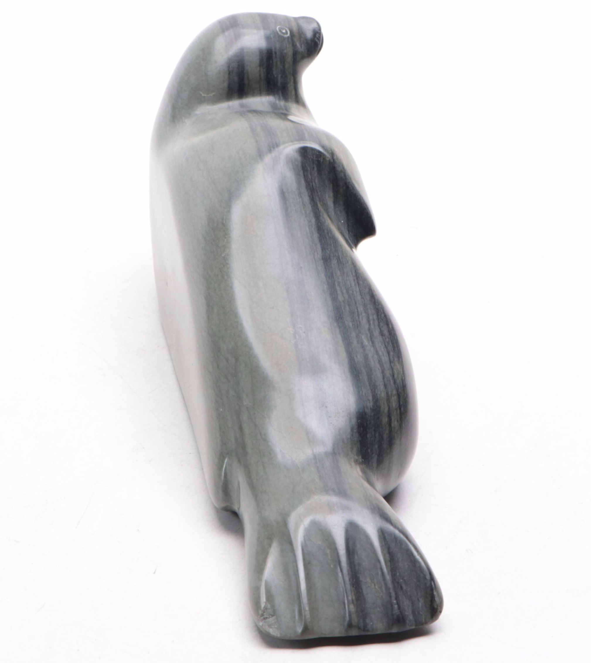 Inuit Carved Soapstone Seal Figurine, Late 20th Century
