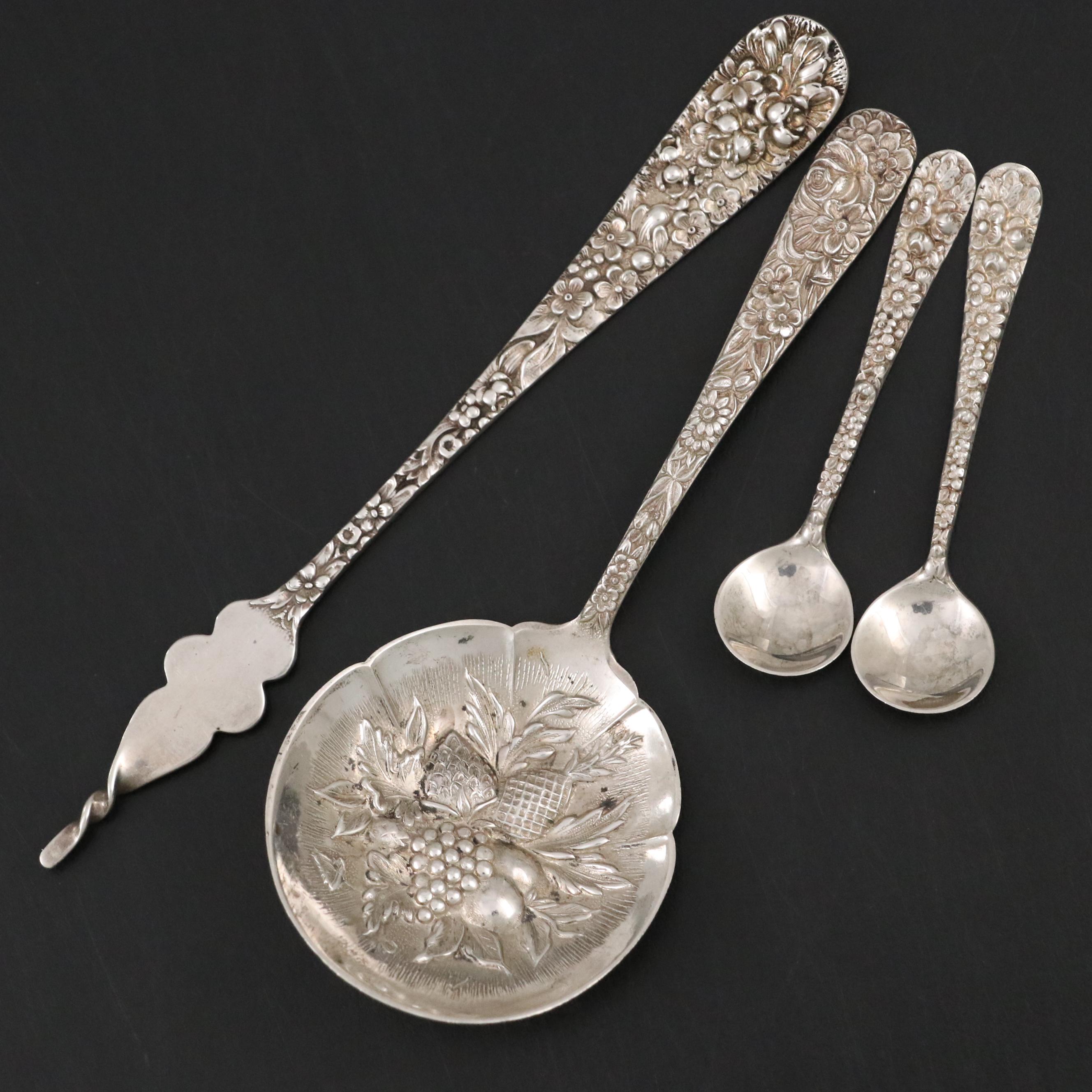 Kirk-Stieff "Stieff Rose" Sterling Butter Pick and Other Sterling Serveware