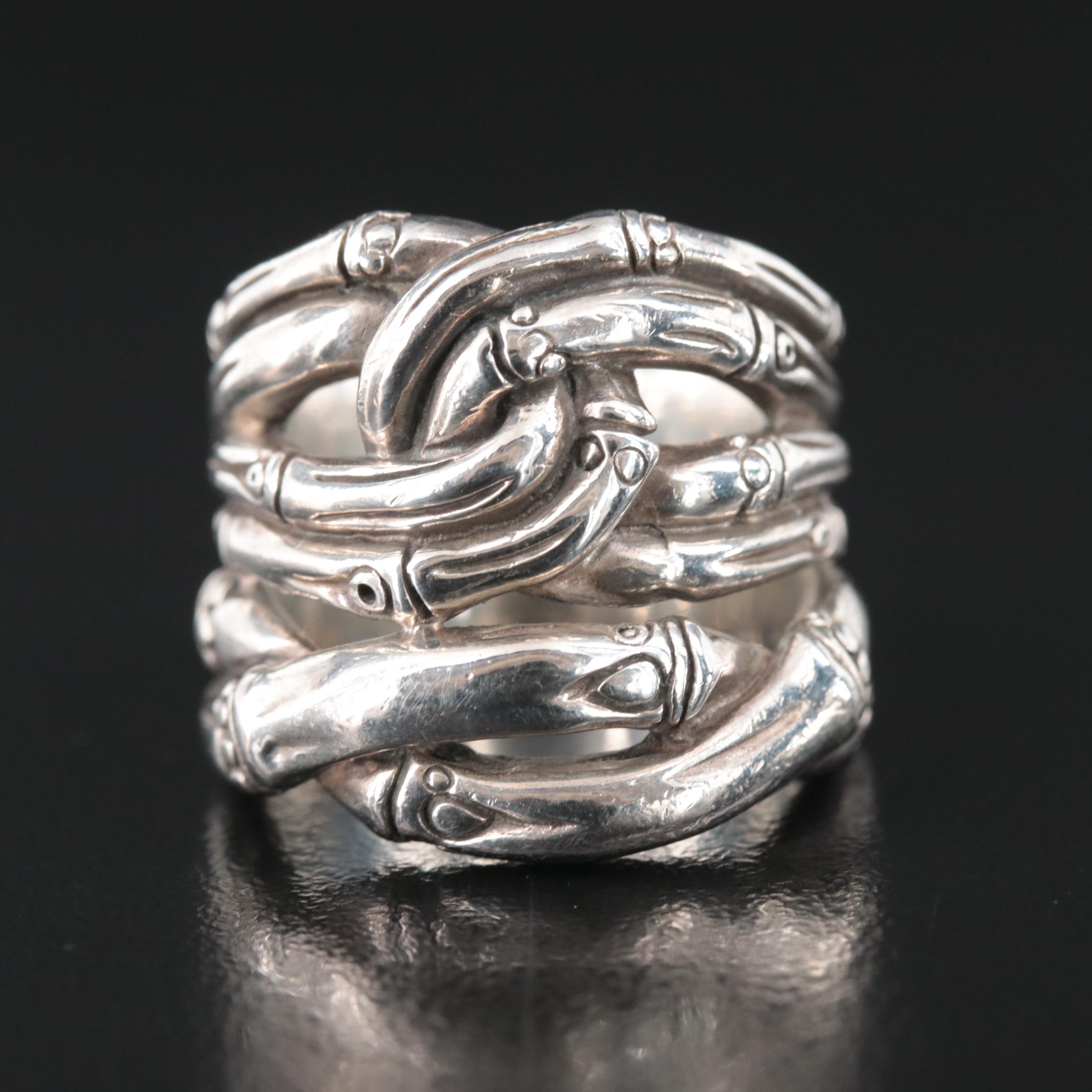 John Hardy Sterling Bamboo Woven Ring