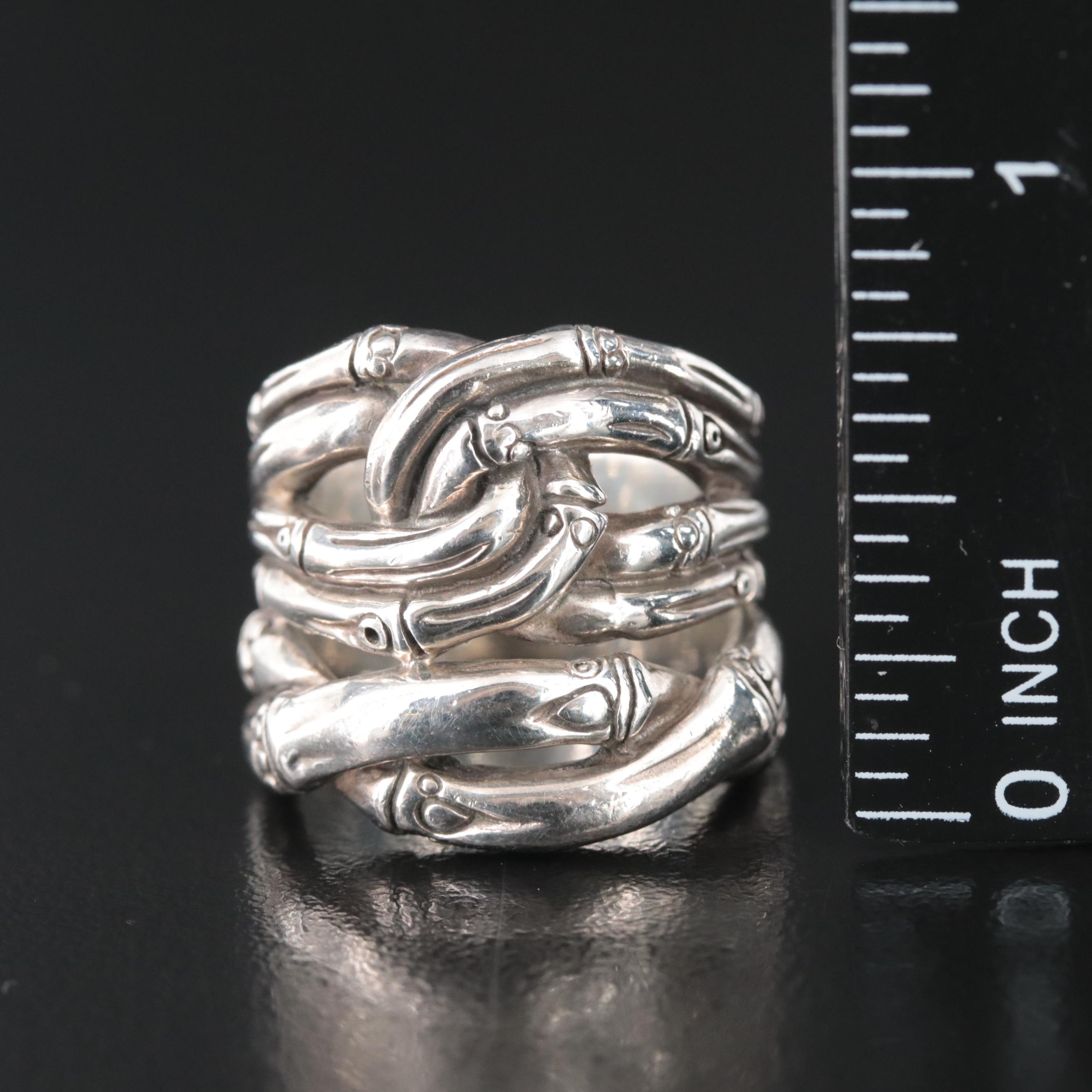 John Hardy Sterling Bamboo Woven Ring