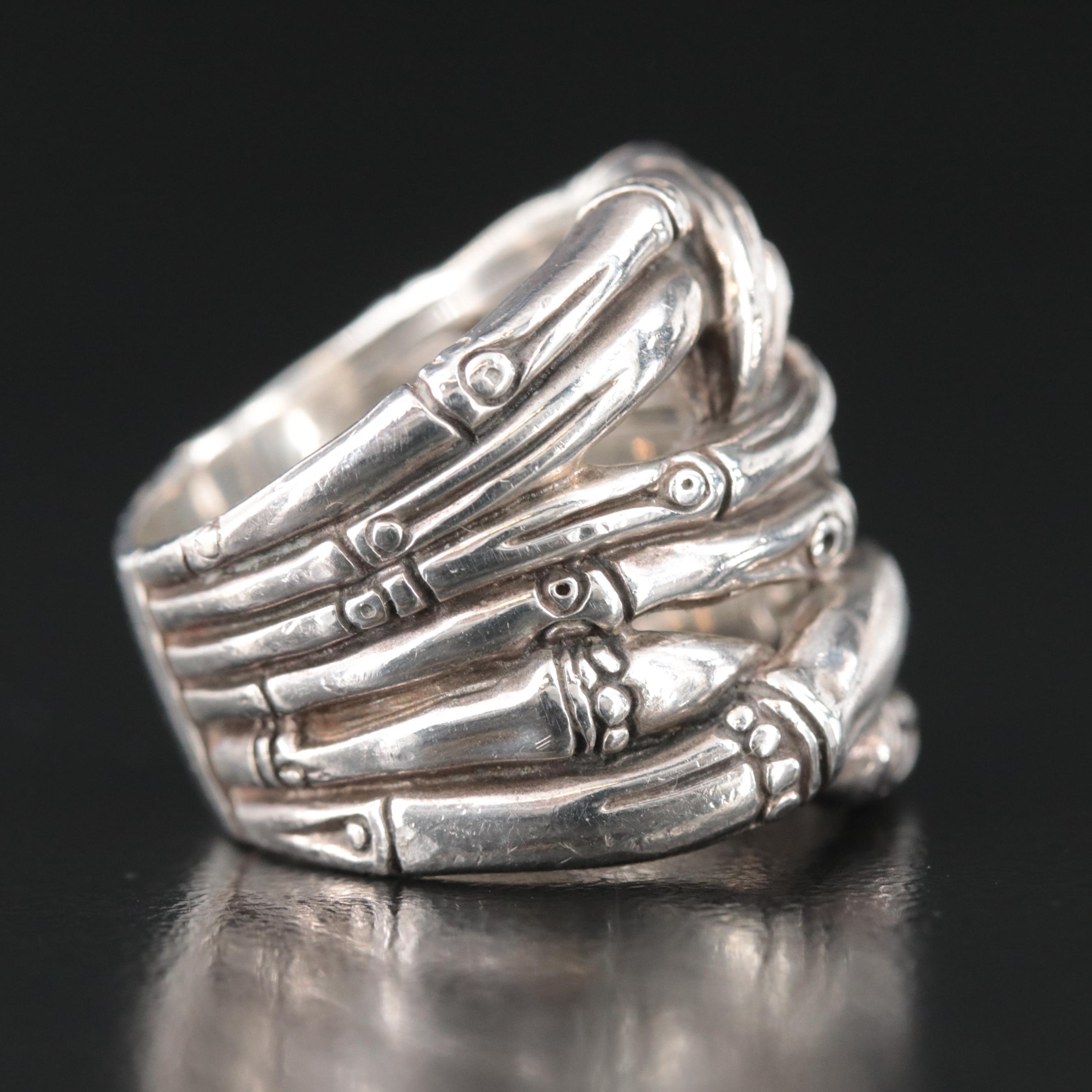 John Hardy Sterling Bamboo Woven Ring