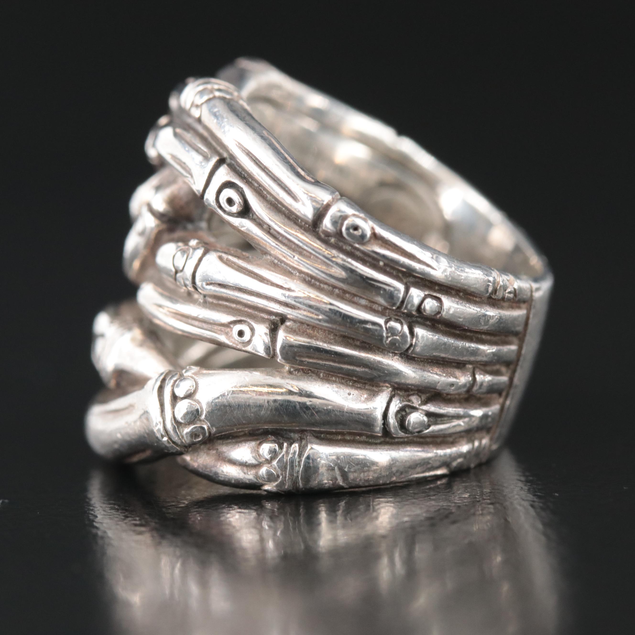 John Hardy Sterling Bamboo Woven Ring
