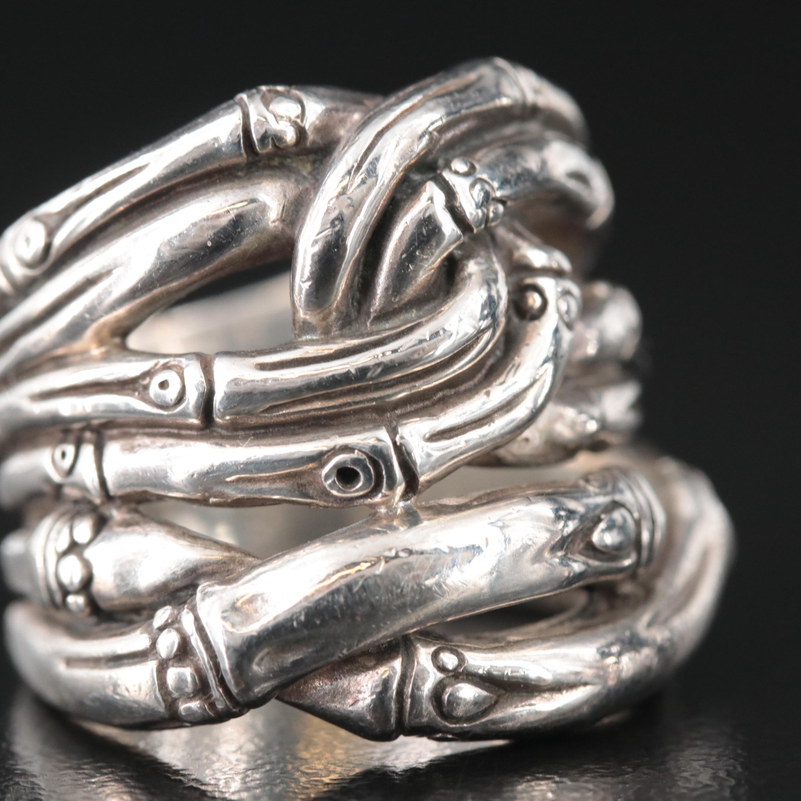 John Hardy Sterling Bamboo Woven Ring