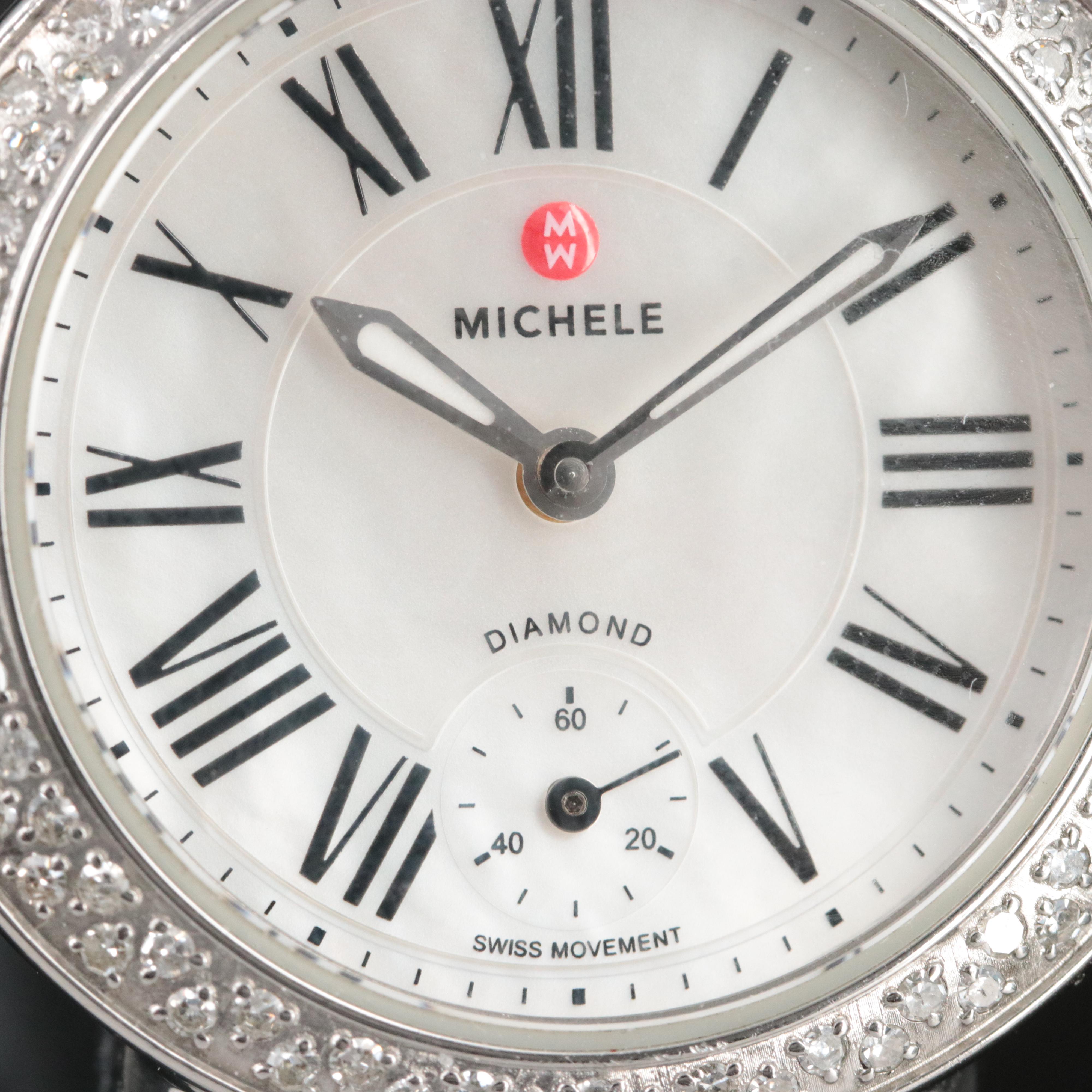 Michele Serein Diamond, Mother-of-Pearl Dial Stainless Steel Watch