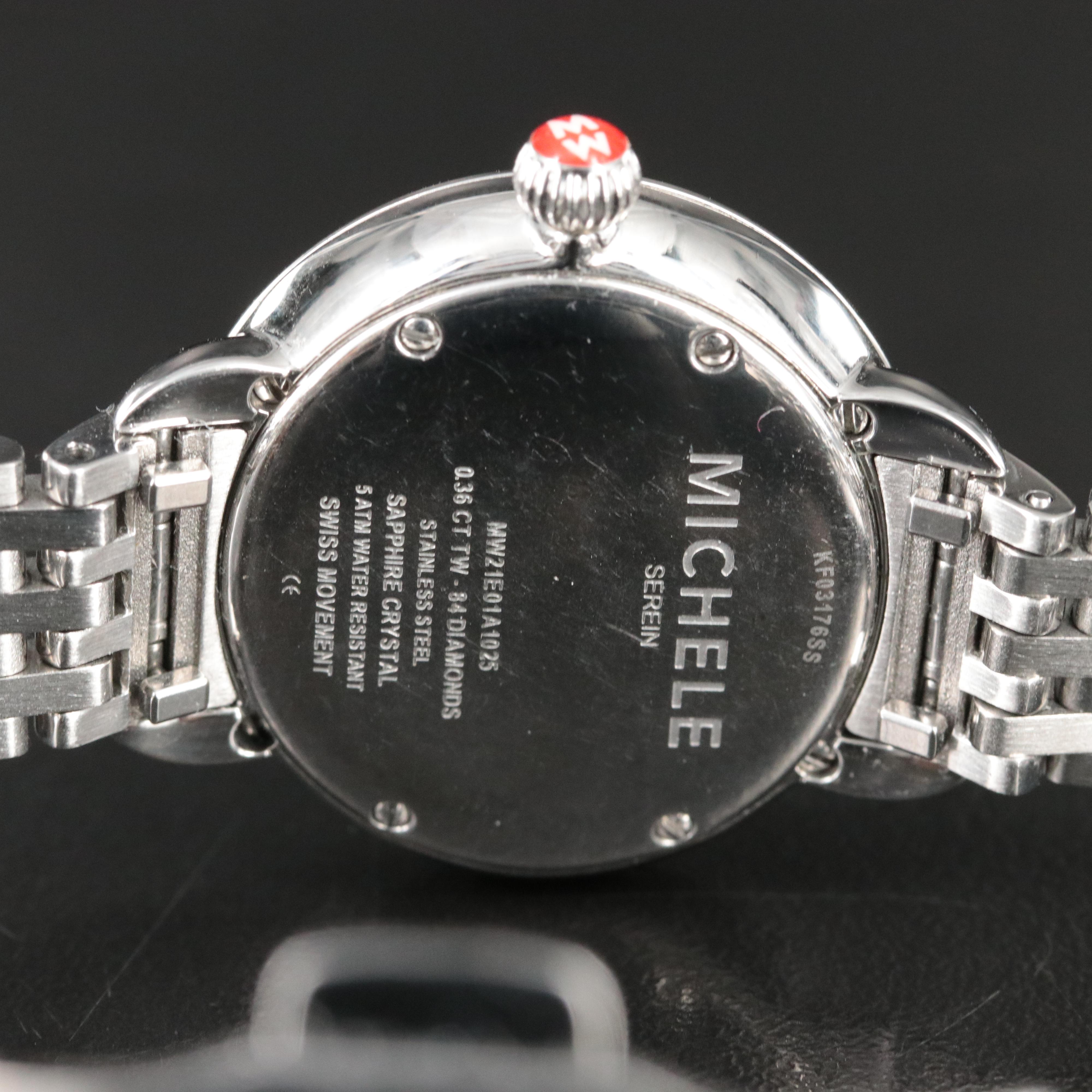 Michele Serein Diamond, Mother-of-Pearl Dial Stainless Steel Watch