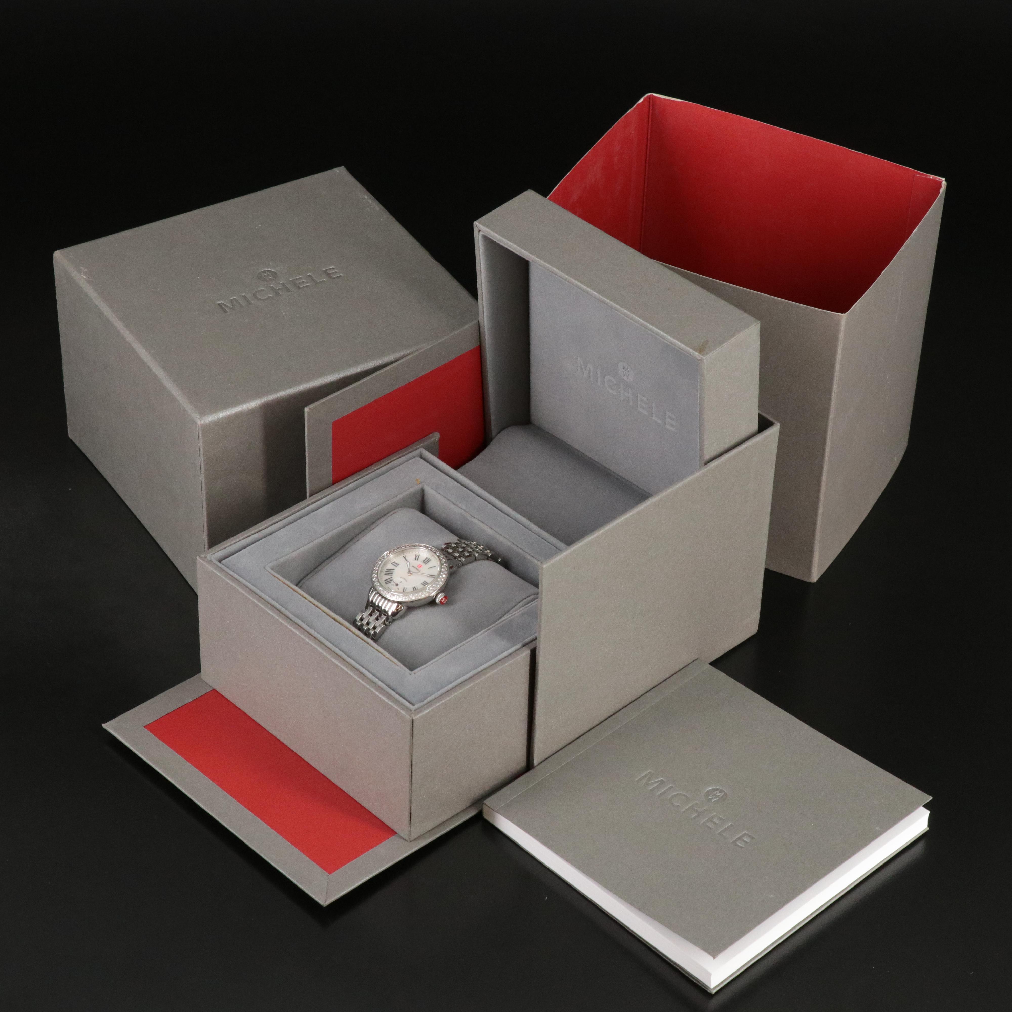 Michele Serein Diamond, Mother-of-Pearl Dial Stainless Steel Watch