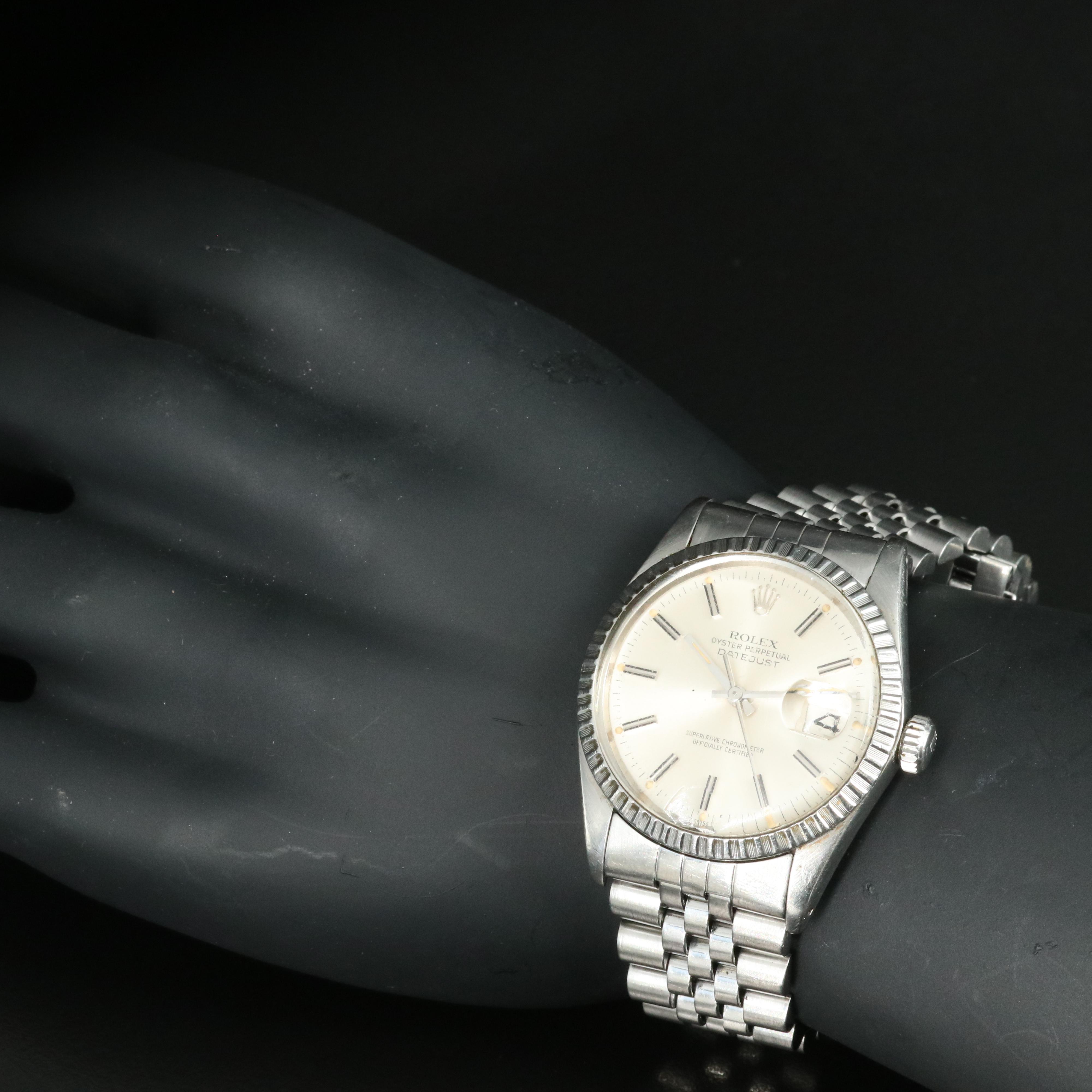 1980 Rolex Datejust Engine Turned Bezel Watch