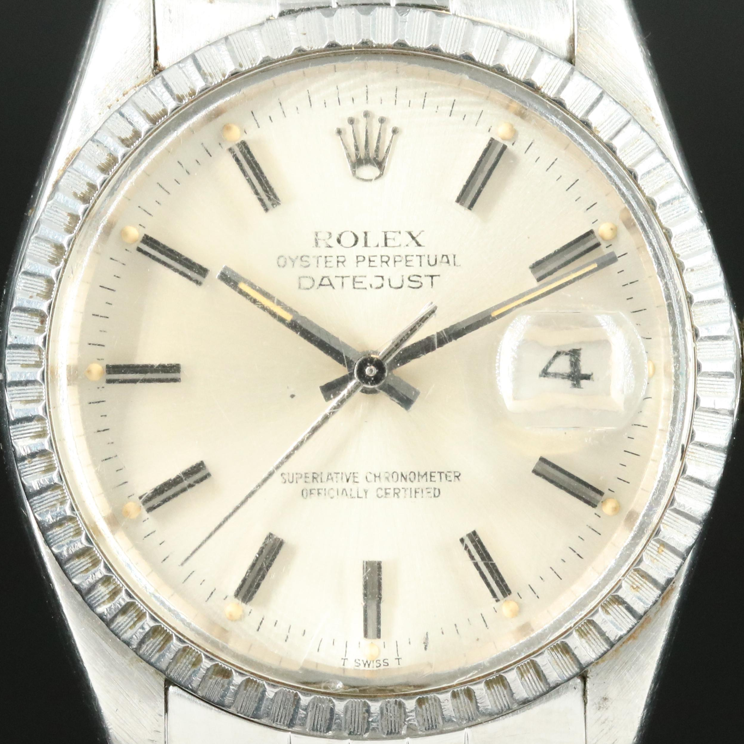 1980 Rolex Datejust Engine Turned Bezel Watch