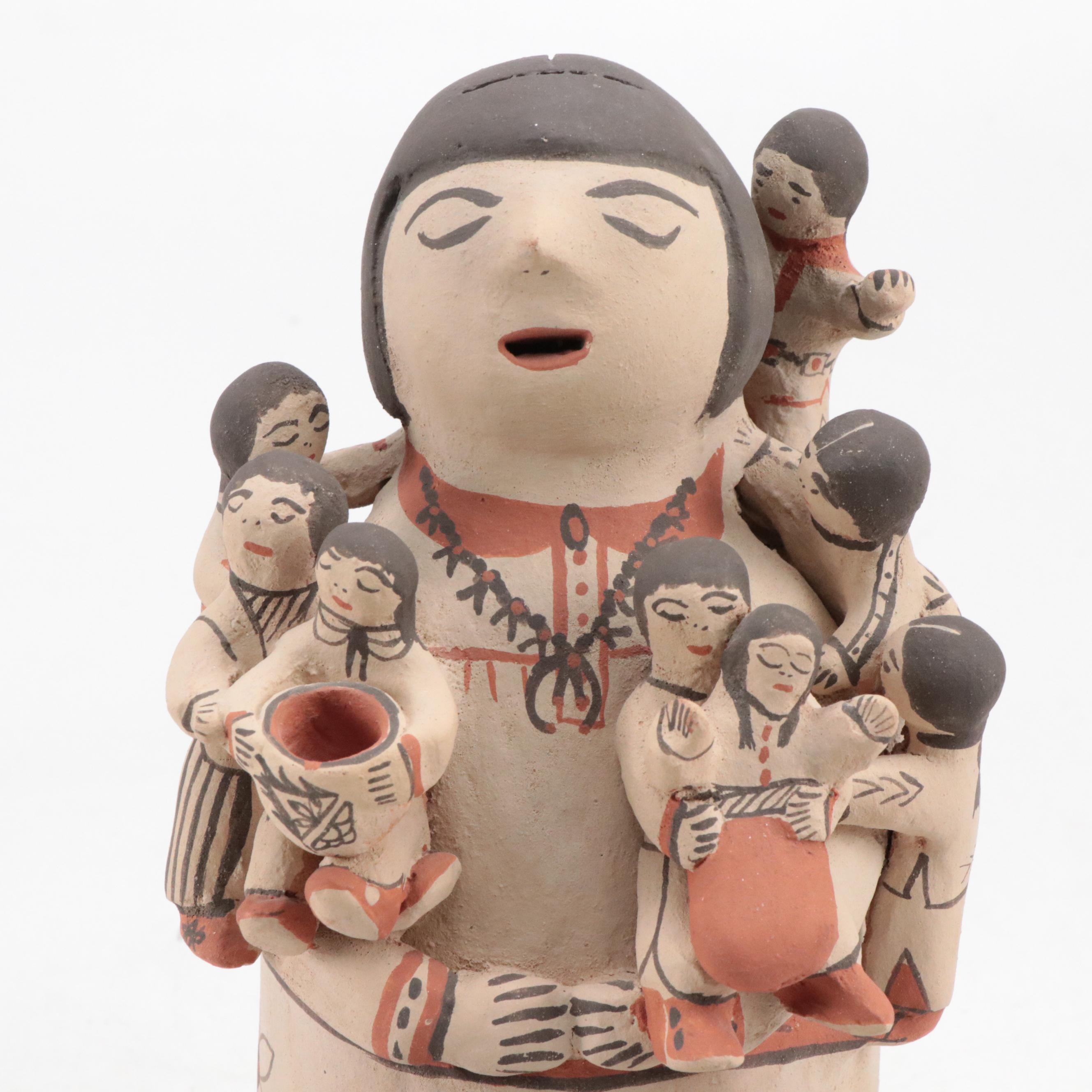 Dorothy Trujillo Cochiti Pueblo Hand-Painted Storyteller Figure