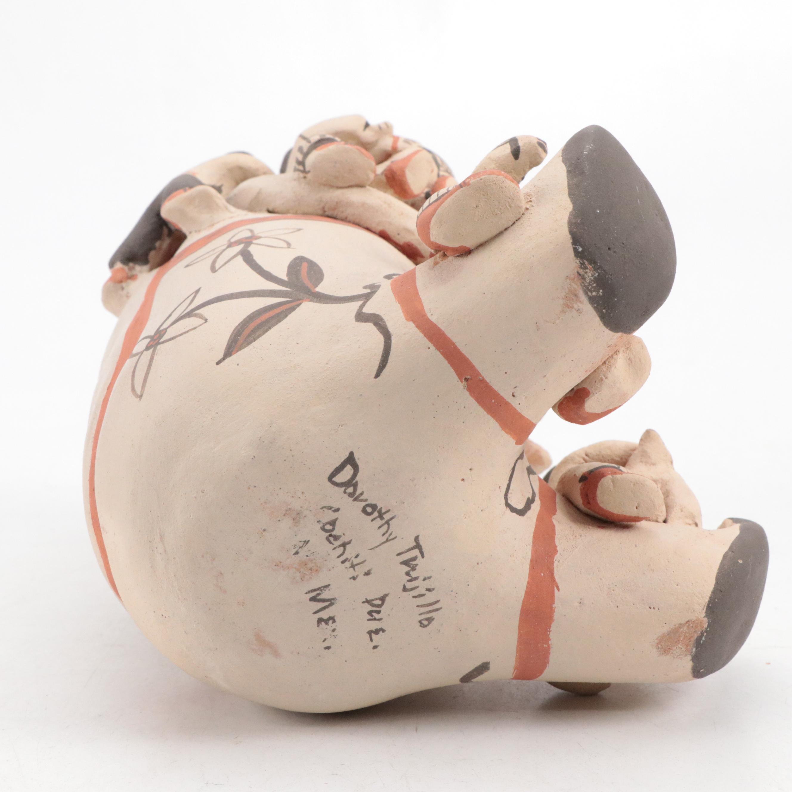 Dorothy Trujillo Cochiti Pueblo Hand-Painted Storyteller Figure