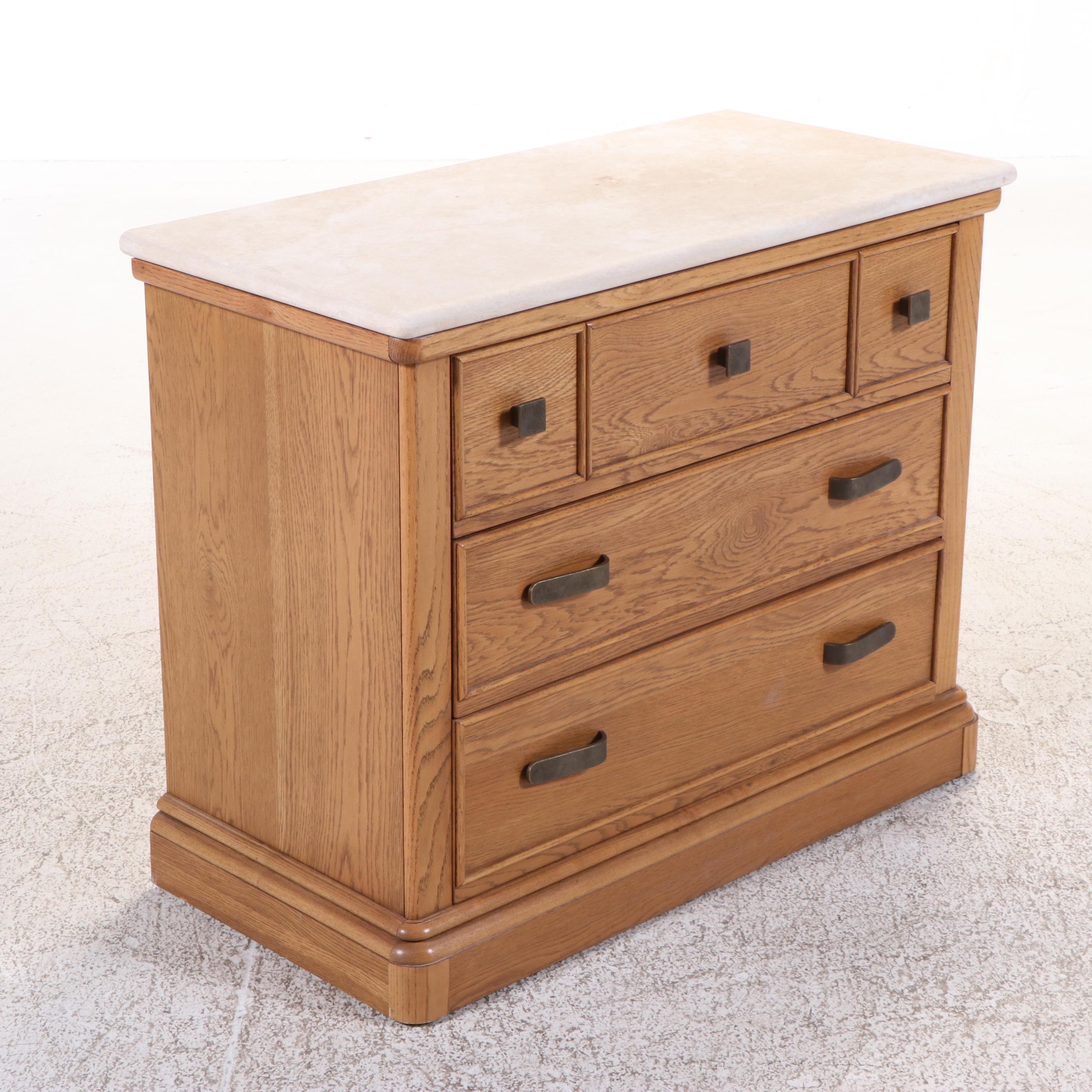 Lane Art Deco Style Oak and Composite Top Three-Drawer Chest