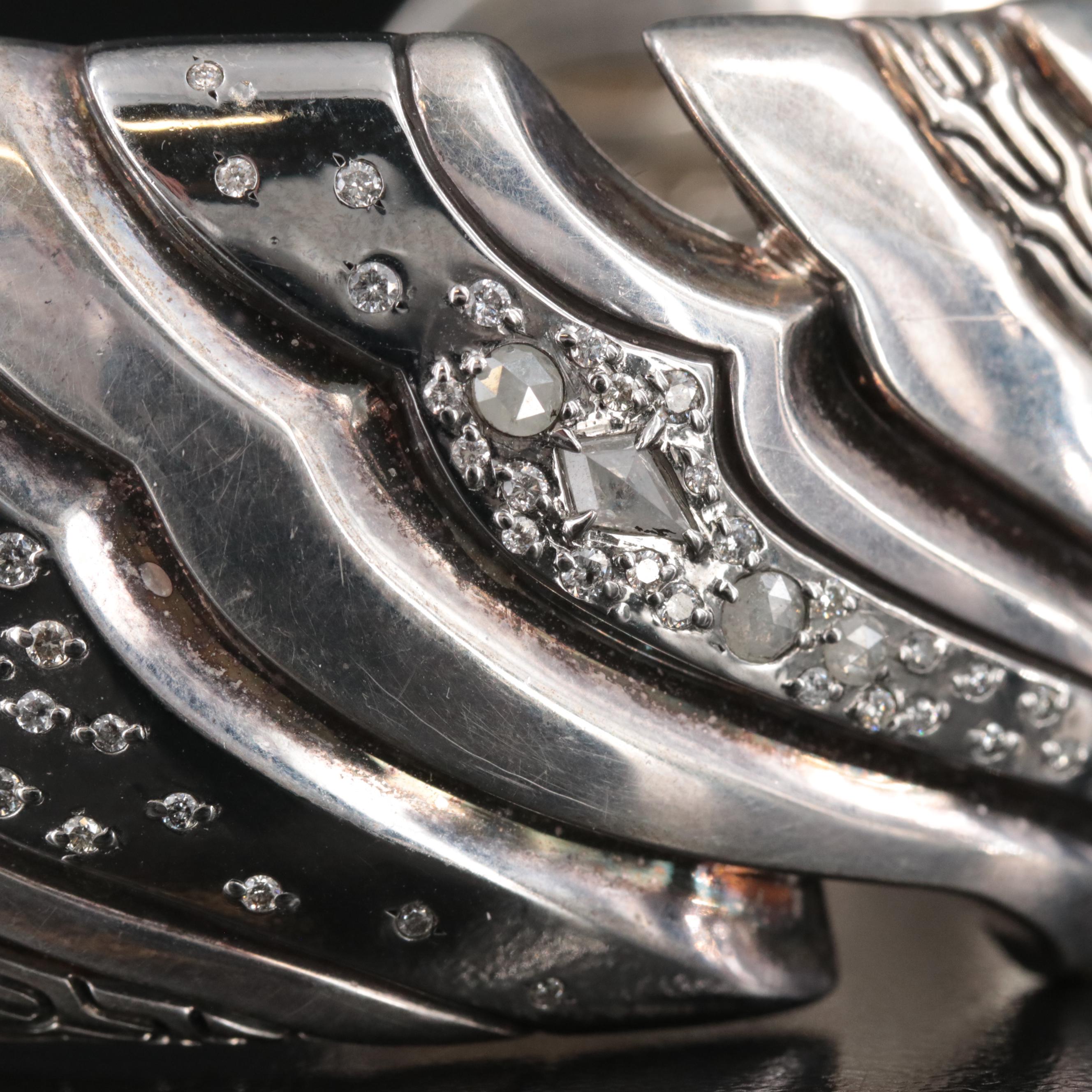 John Hardy Lahar Sterling and 0.47 CTW Diamond Hinged Cuff Bracelet